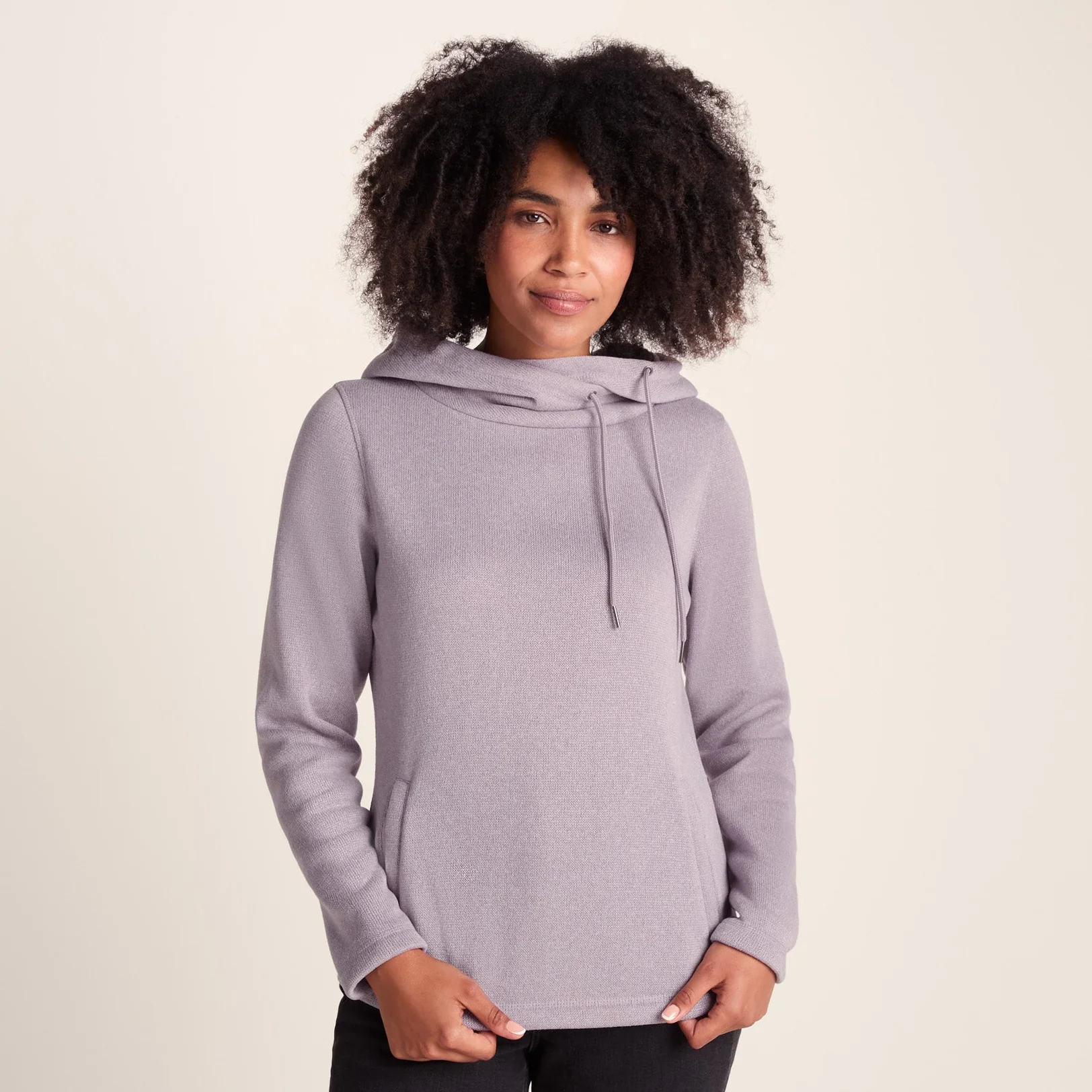 Acer Womens Oversized Supersoft Knitlook Fleece Hoody - Pale Lilac Marl