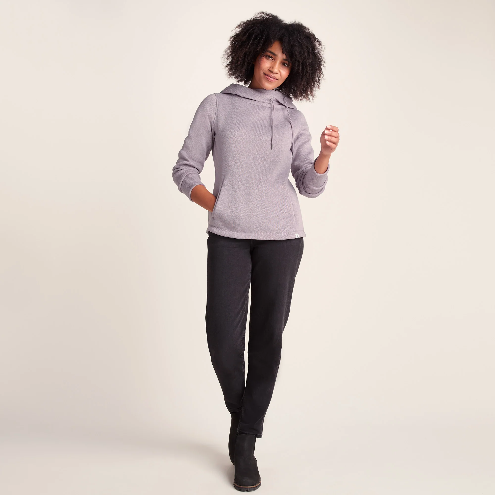 Acer Womens Oversized Supersoft Knitlook Fleece Hoody - Pale Lilac Marl - Image 2