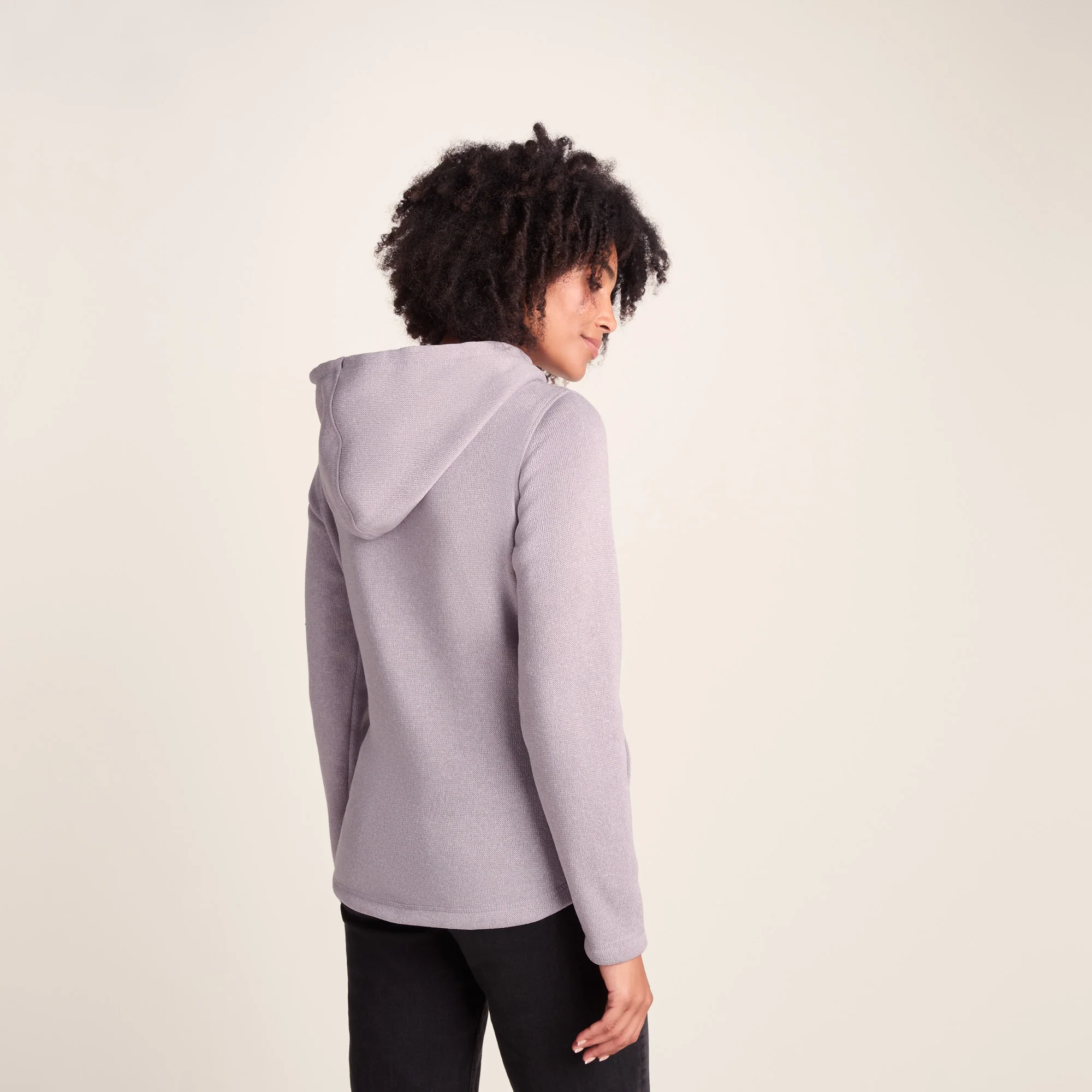 Acer Womens Oversized Supersoft Knitlook Fleece Hoody - Pale Lilac Marl - Image 3