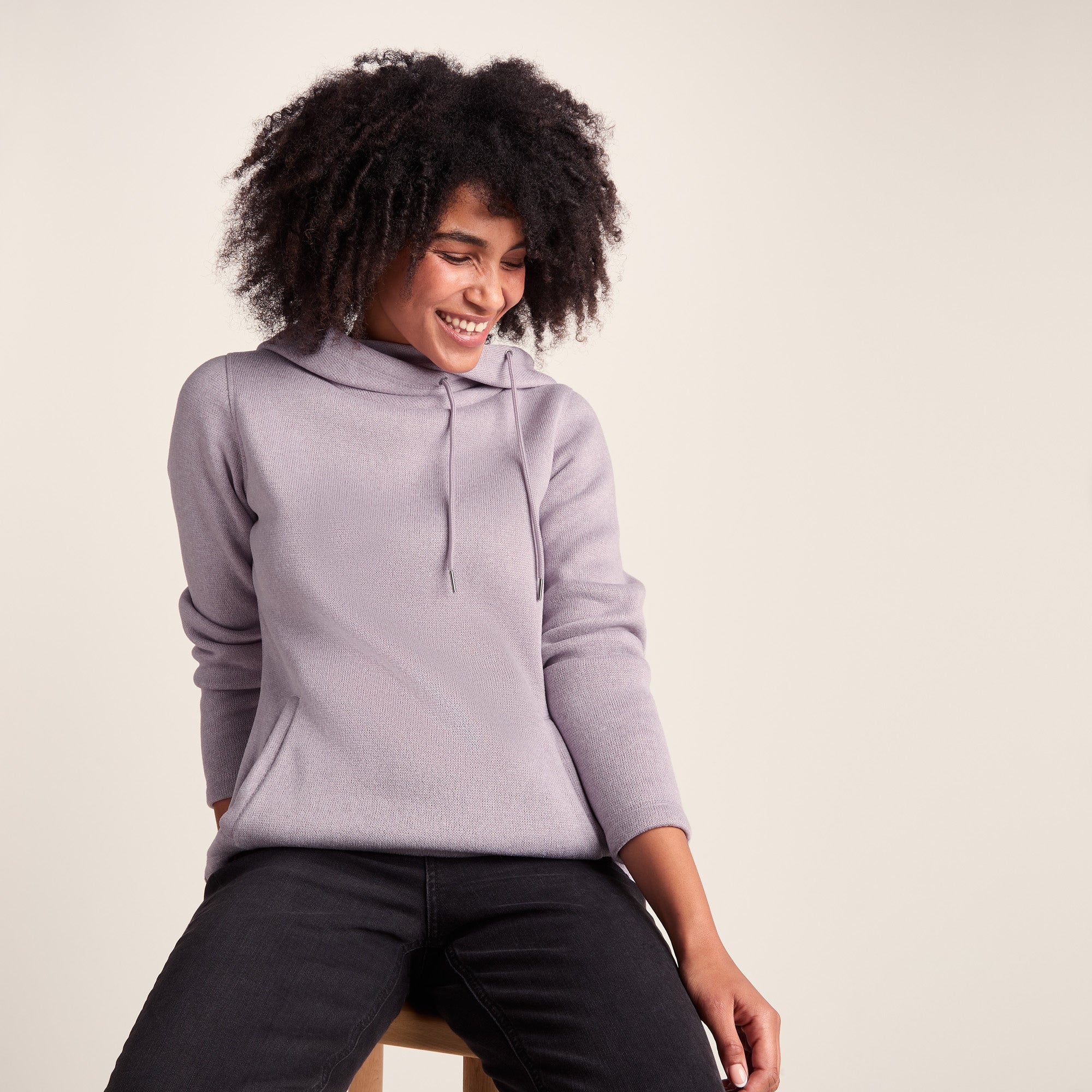 Acer Womens Oversized Supersoft Knitlook Fleece Hoody - Pale Lilac Marl - Image 6