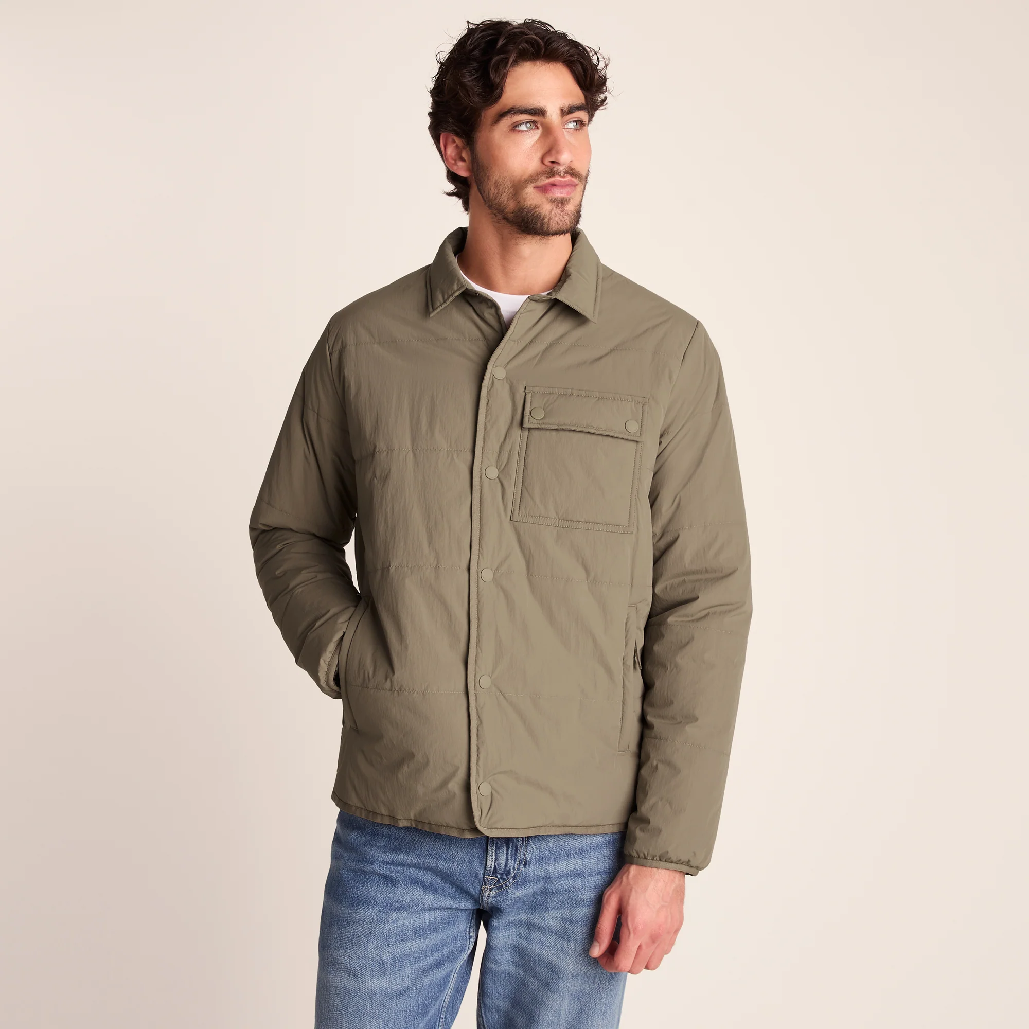 Adamson Mens Shower Resistant Insulated Shacket - Mushroom - Image 2