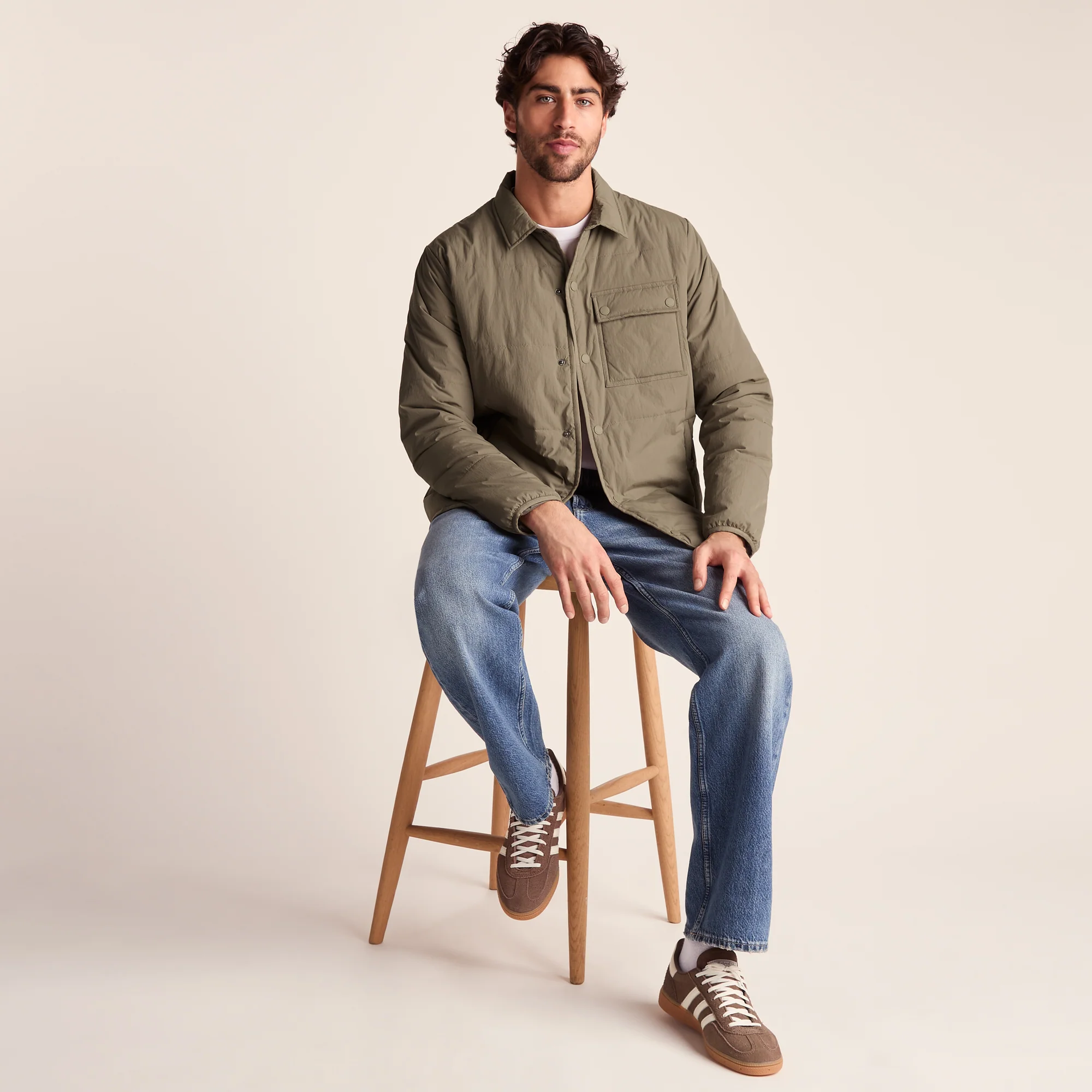 Adamson Mens Shower Resistant Insulated Shacket - Mushroom - Image 4