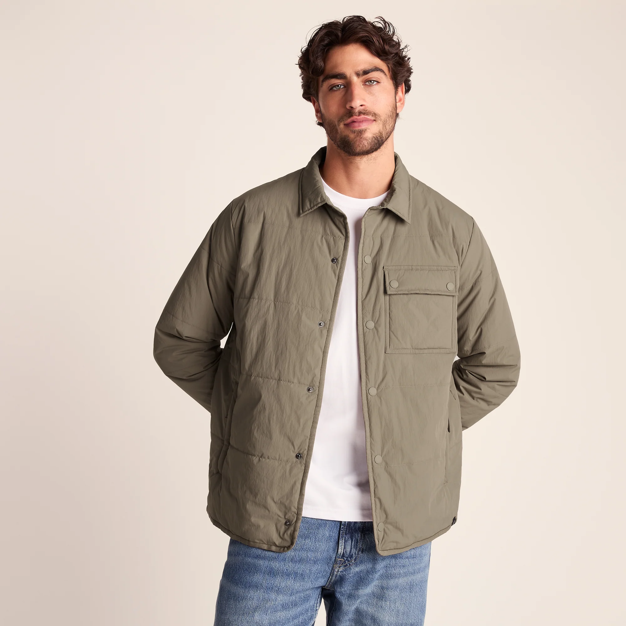 Adamson Mens Shower Resistant Insulated Shacket - Mushroom - Image 6