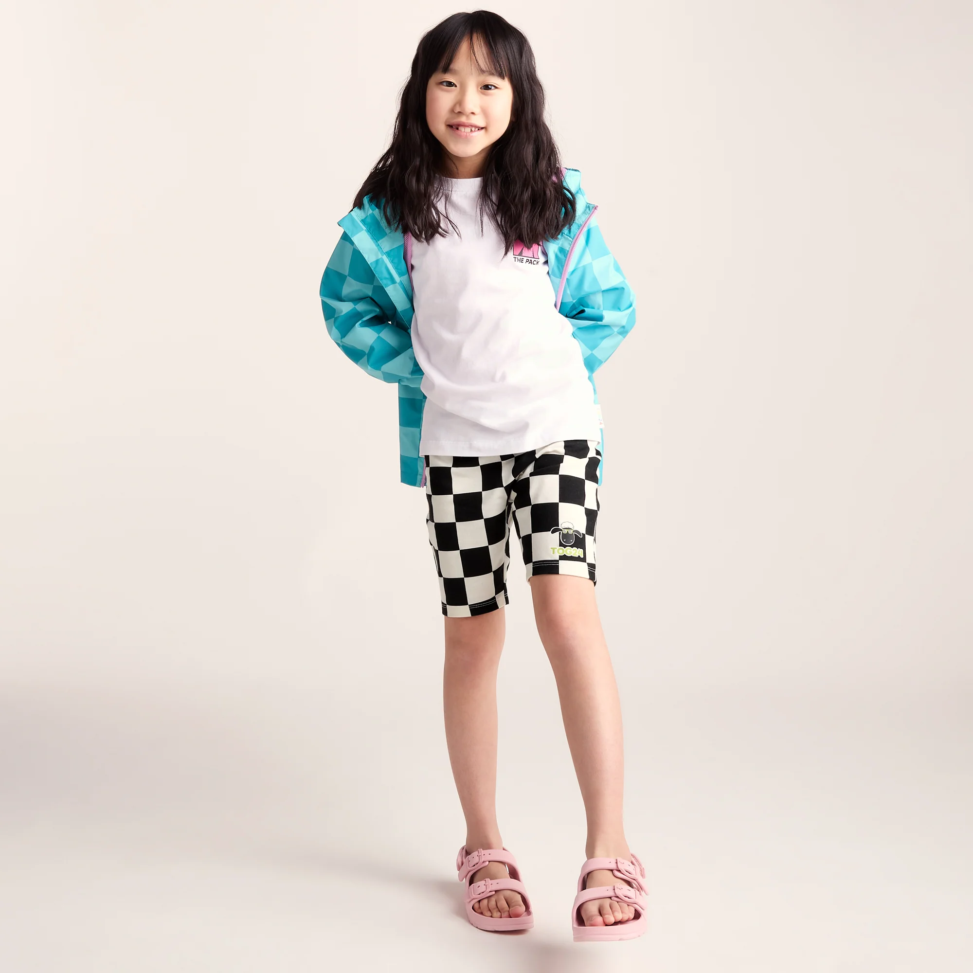 Afrino Kids Shaun the Sheep Sweatshort - Black Woolly Checkerboard - Image 2