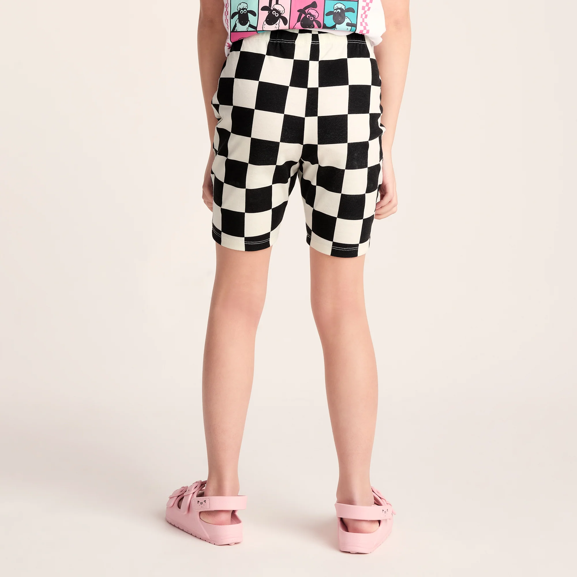 Afrino Kids Shaun the Sheep Sweatshort - Black Woolly Checkerboard - Image 3