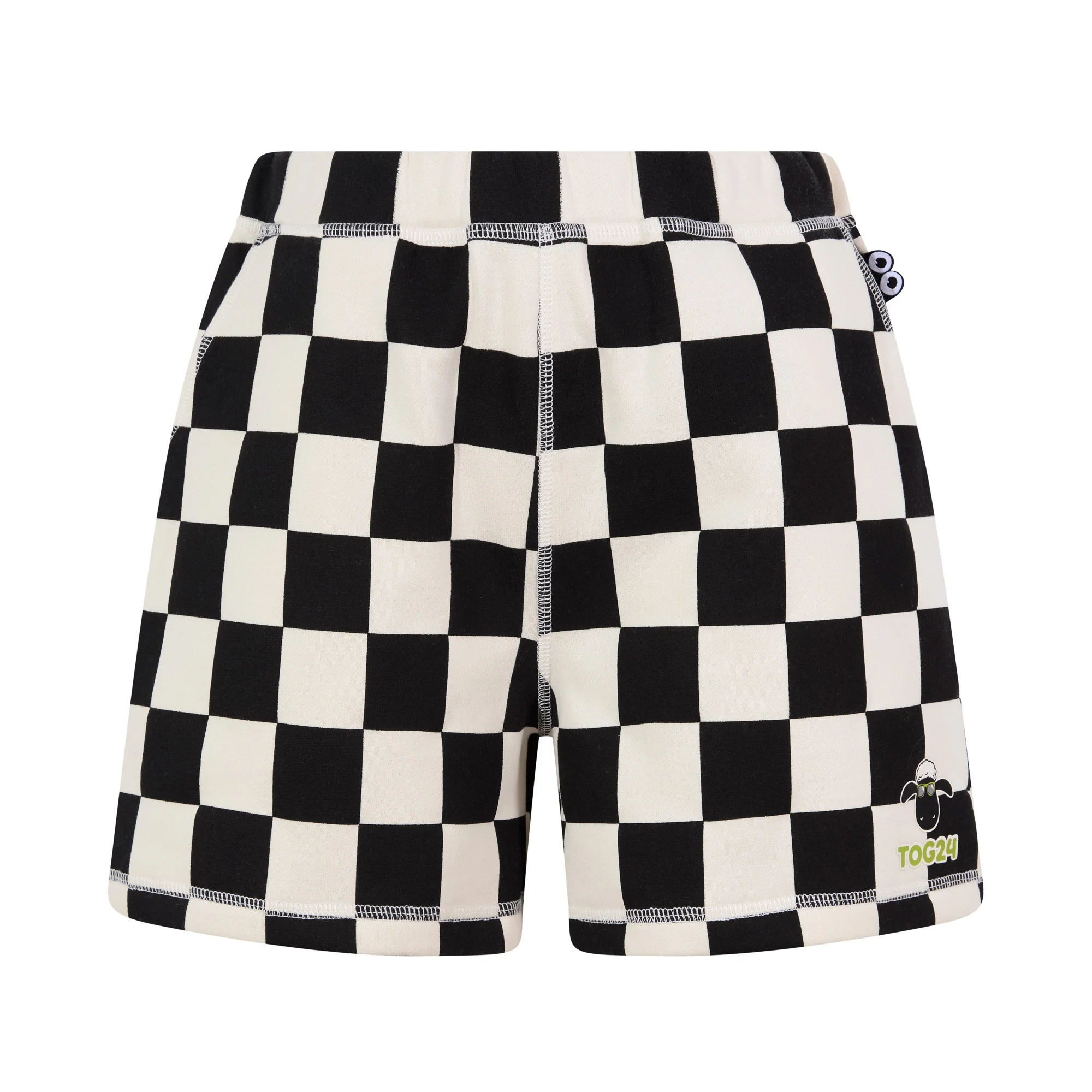Afrino Kids Shaun the Sheep Sweatshort - Black Woolly Checkerboard - Image 6