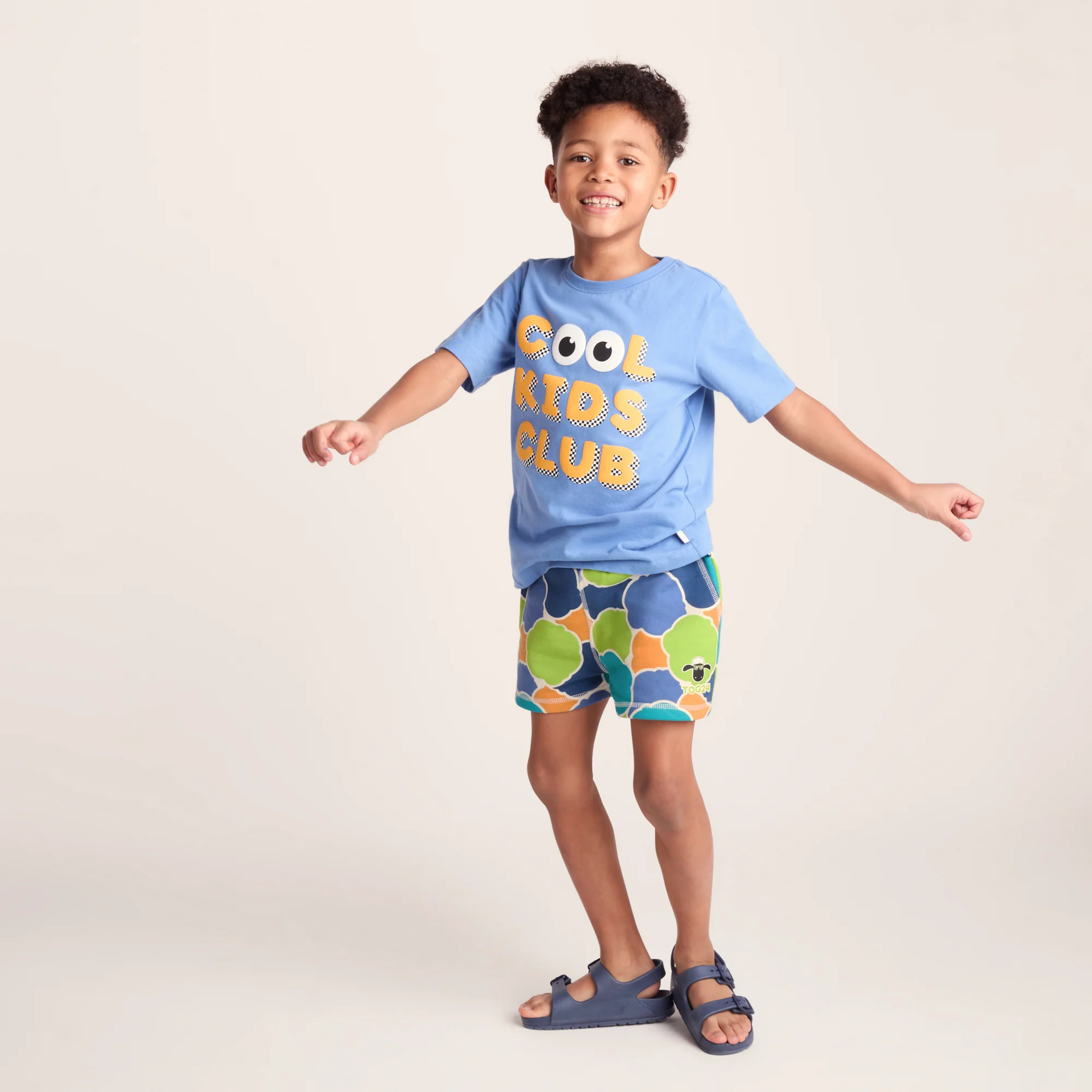 Afrino Kids Shaun the Sheep Sweatshort - Lime Cloud Print - Image 6