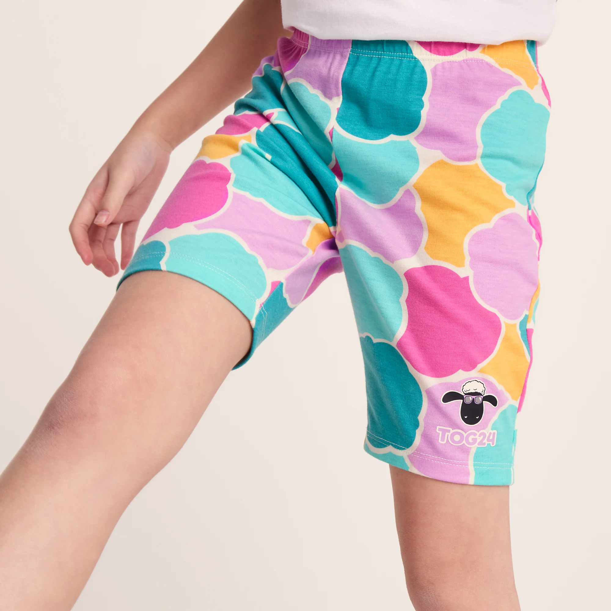 Altay Kids Shaun the Sheep Cycling Short - Pink Cloud Print - Image 5