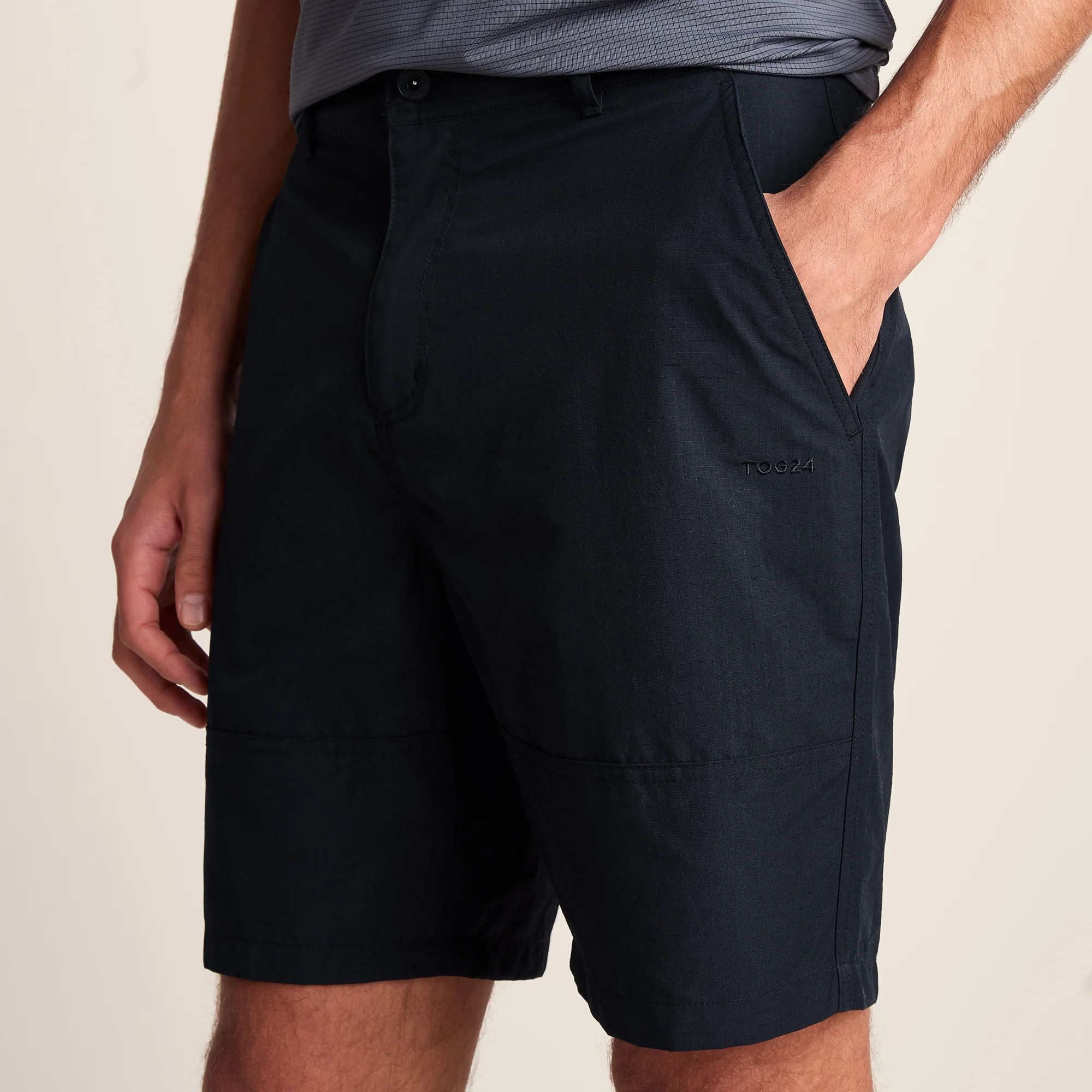 Amble Mens Lightweight Ripstop Performance Shorts - Black - Image 5