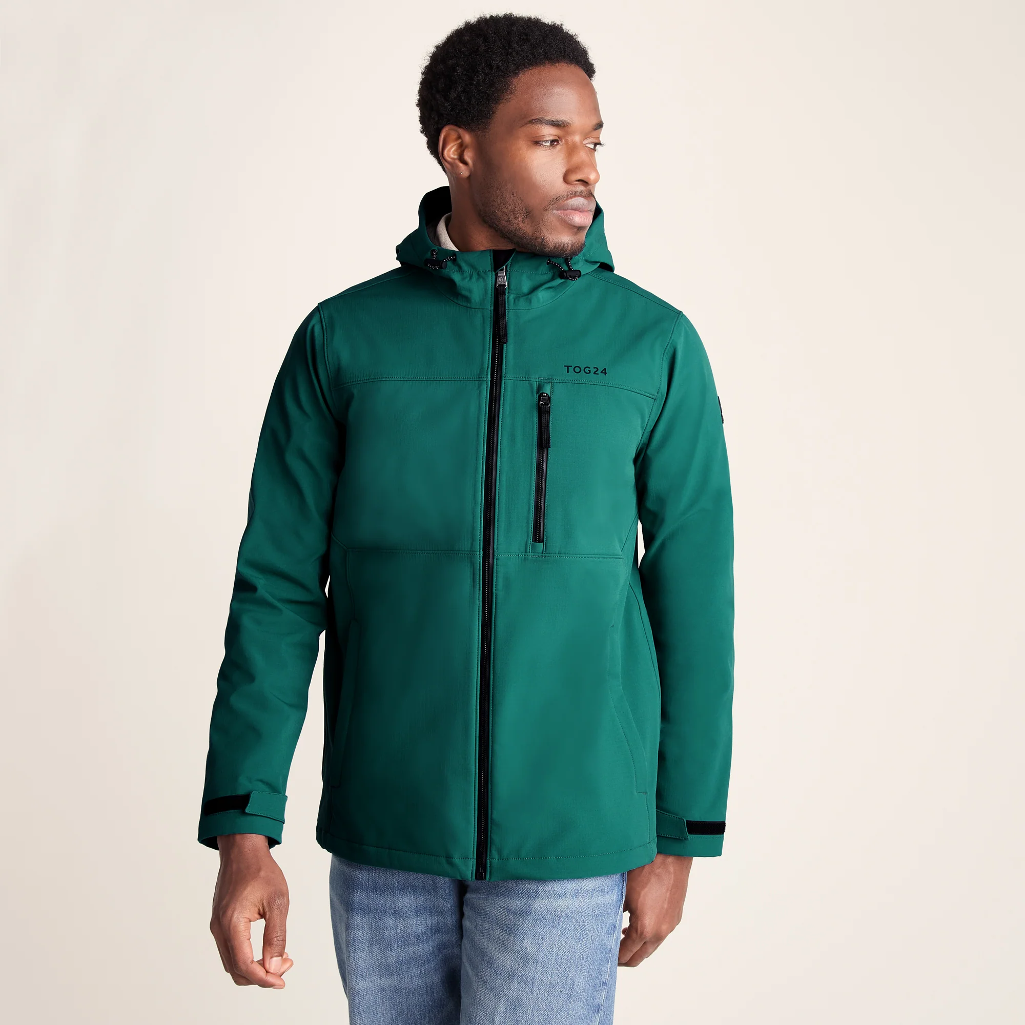 Andro Mens Hooded Waterproof Softshell Jacket - Dark Turquoise - Image 3