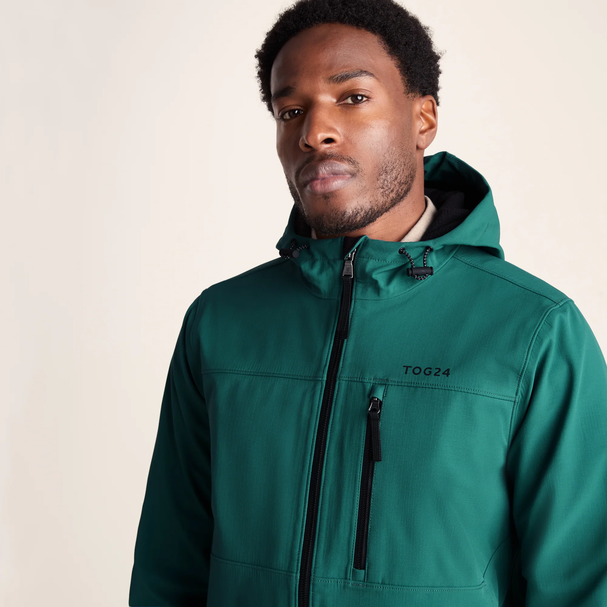 Andro Mens Hooded Waterproof Softshell Jacket - Dark Turquoise - Image 5