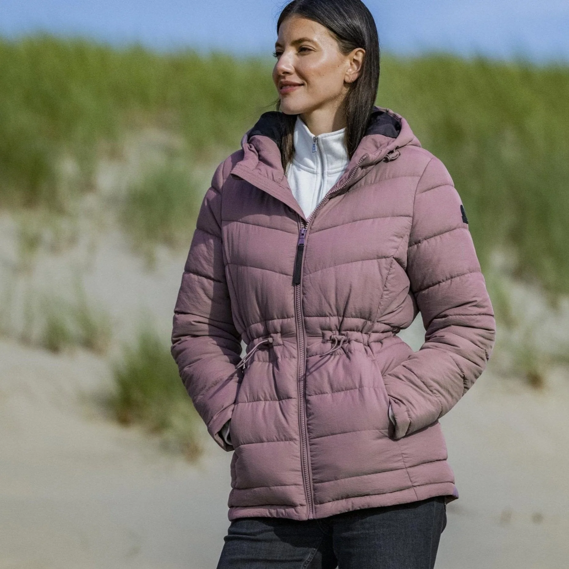 Anthorn Womens Padded Parka - Mauve - Image 3