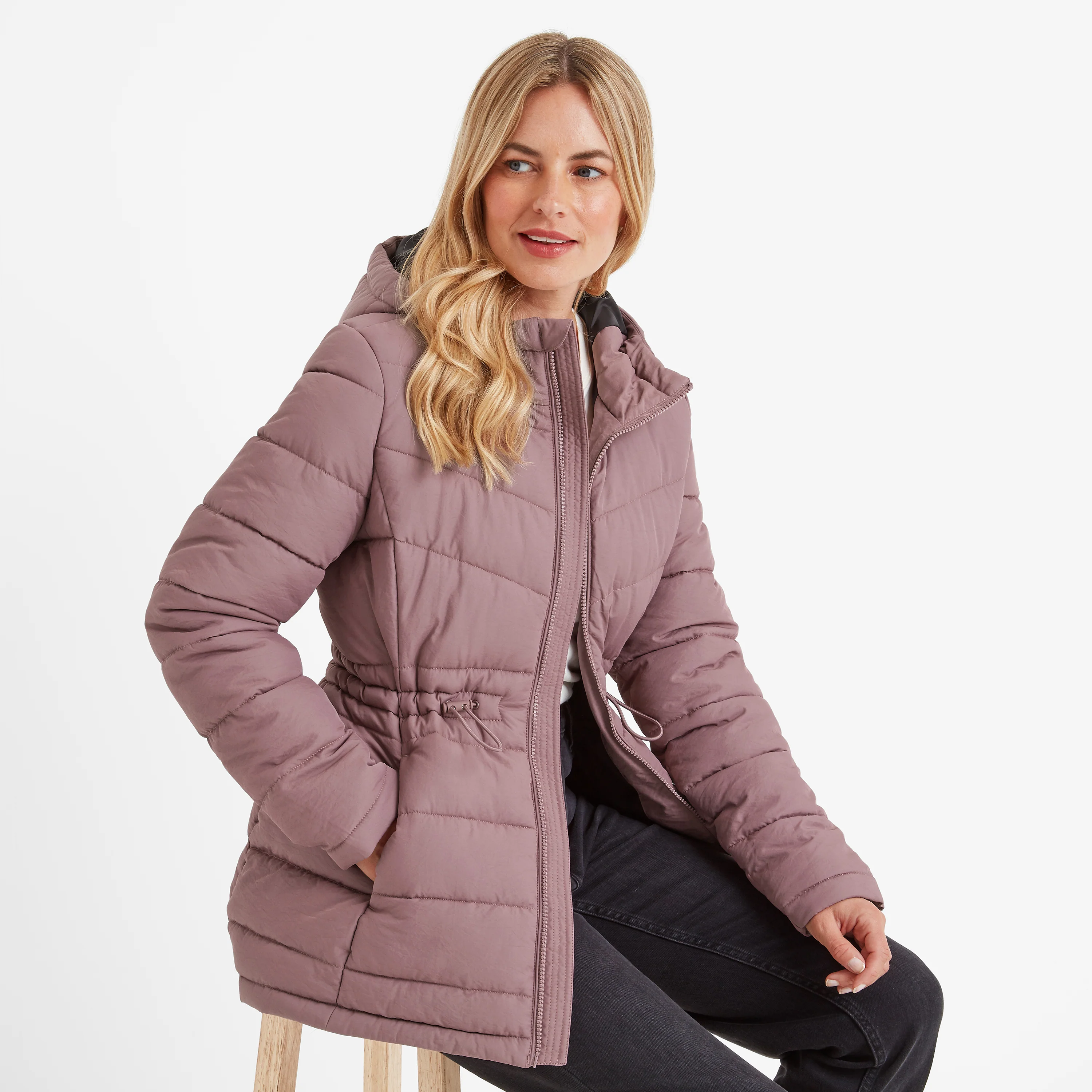 Anthorn Womens Padded Parka - Mauve - Image 5