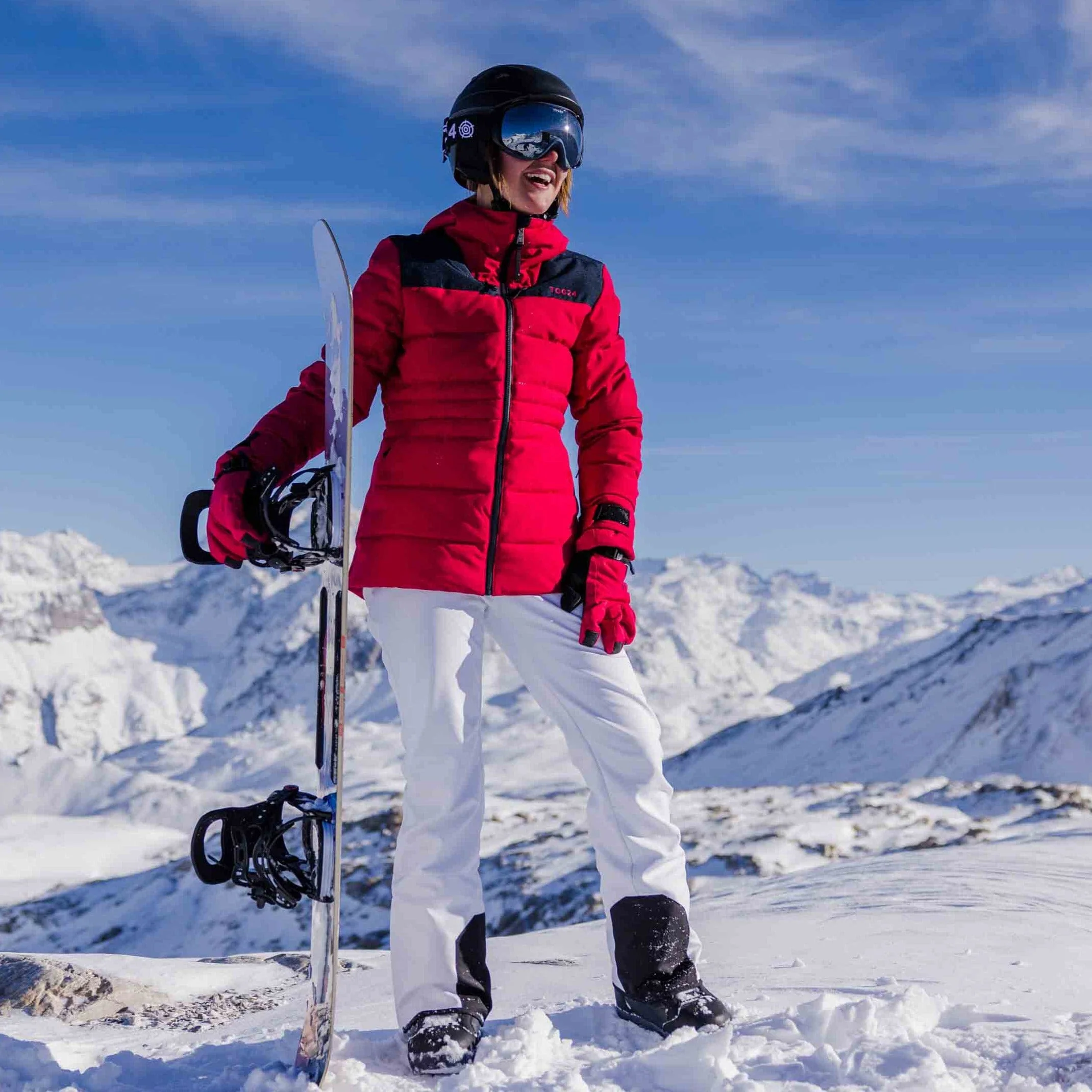 Anvil Womens Insulated Padded Ski Jacket - Dark Pink - Image 2