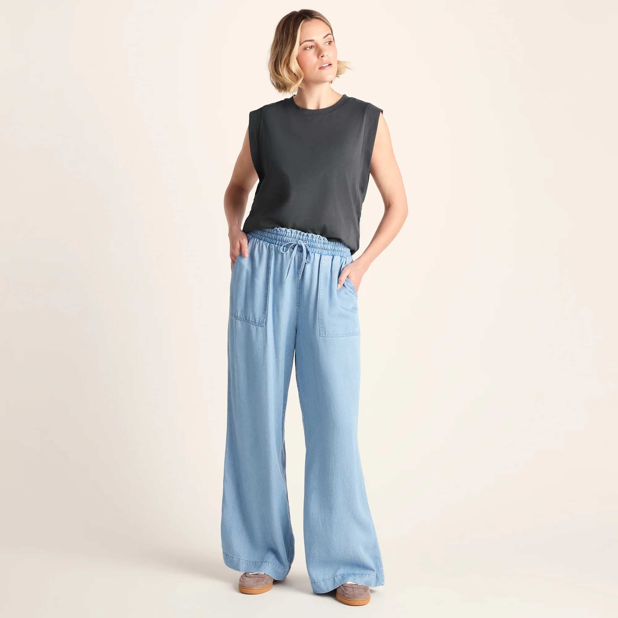 April Womens 100% Cotton Supersoft Boxy Fit Vest - Deep Slate - Image 2