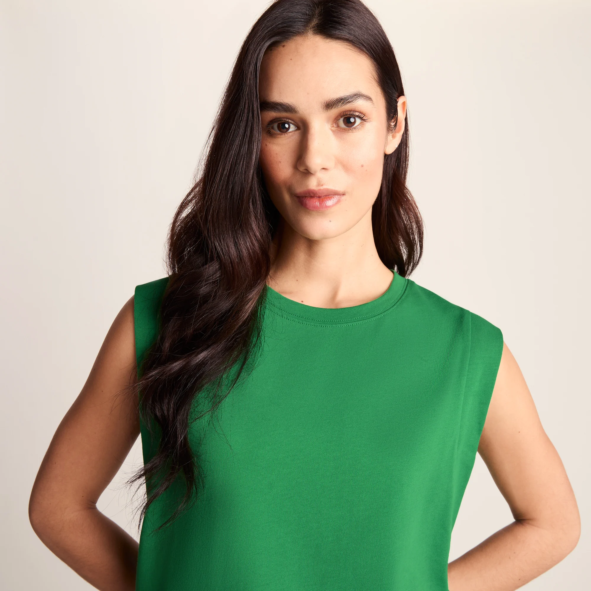 April Womens 100% Cotton Supersoft Boxy Fit Vest - Sage - Image 5