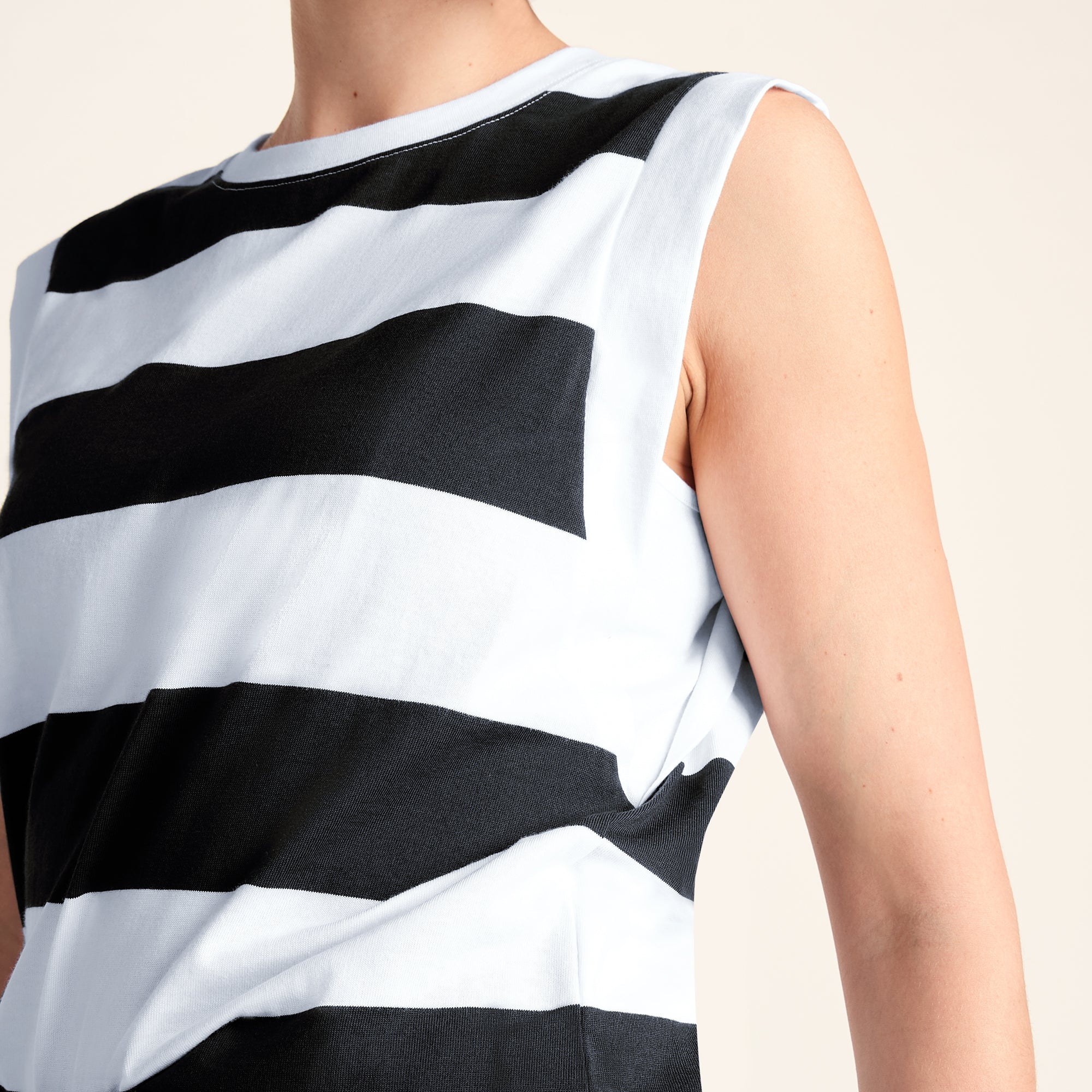 Aurelia Womens 100% Cotton Supersoft Boxy Fit Vest - Washed Black Stripe - Image 6