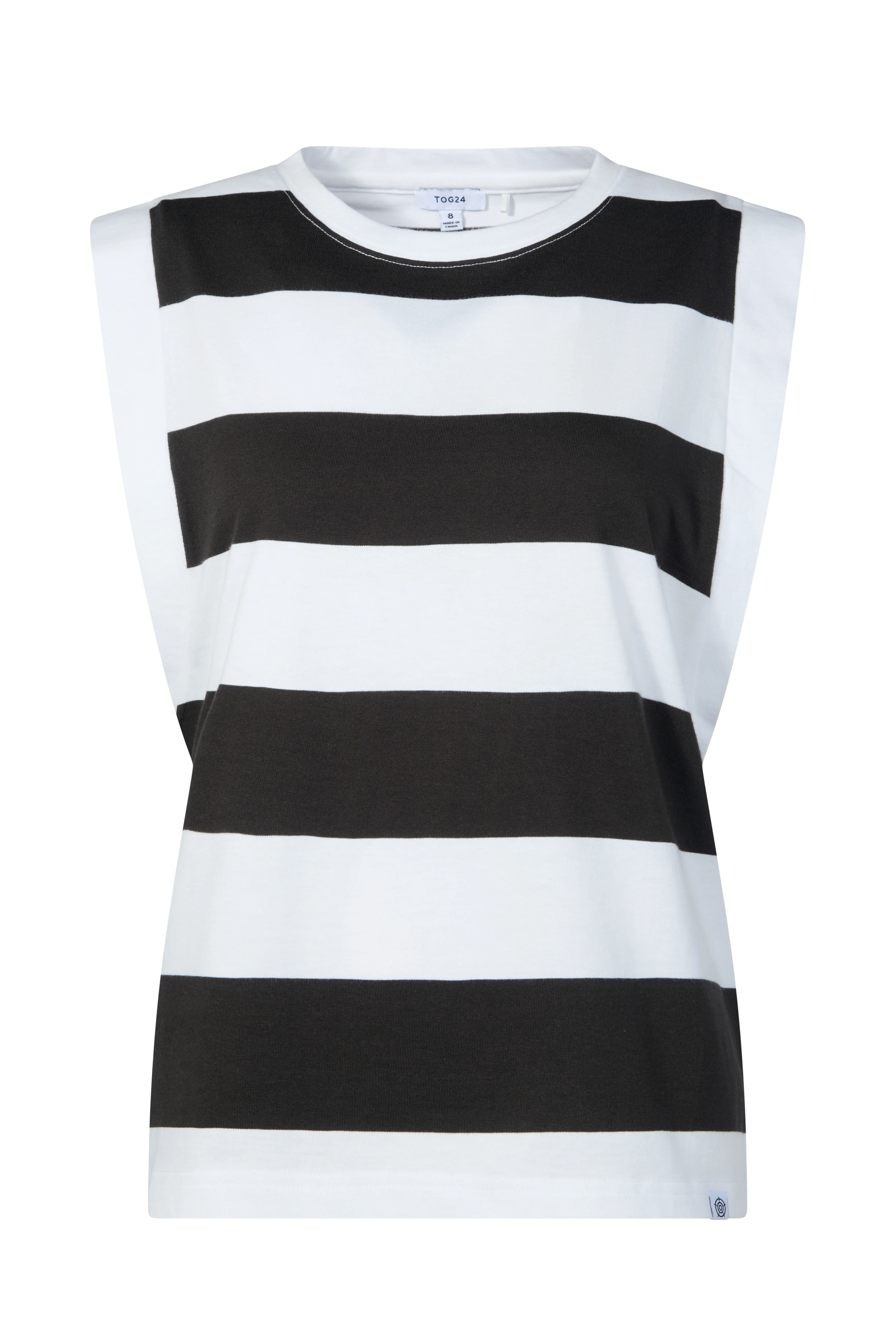 Aurelia Womens 100% Cotton Supersoft Boxy Fit Vest - Washed Black Stripe - Image 7