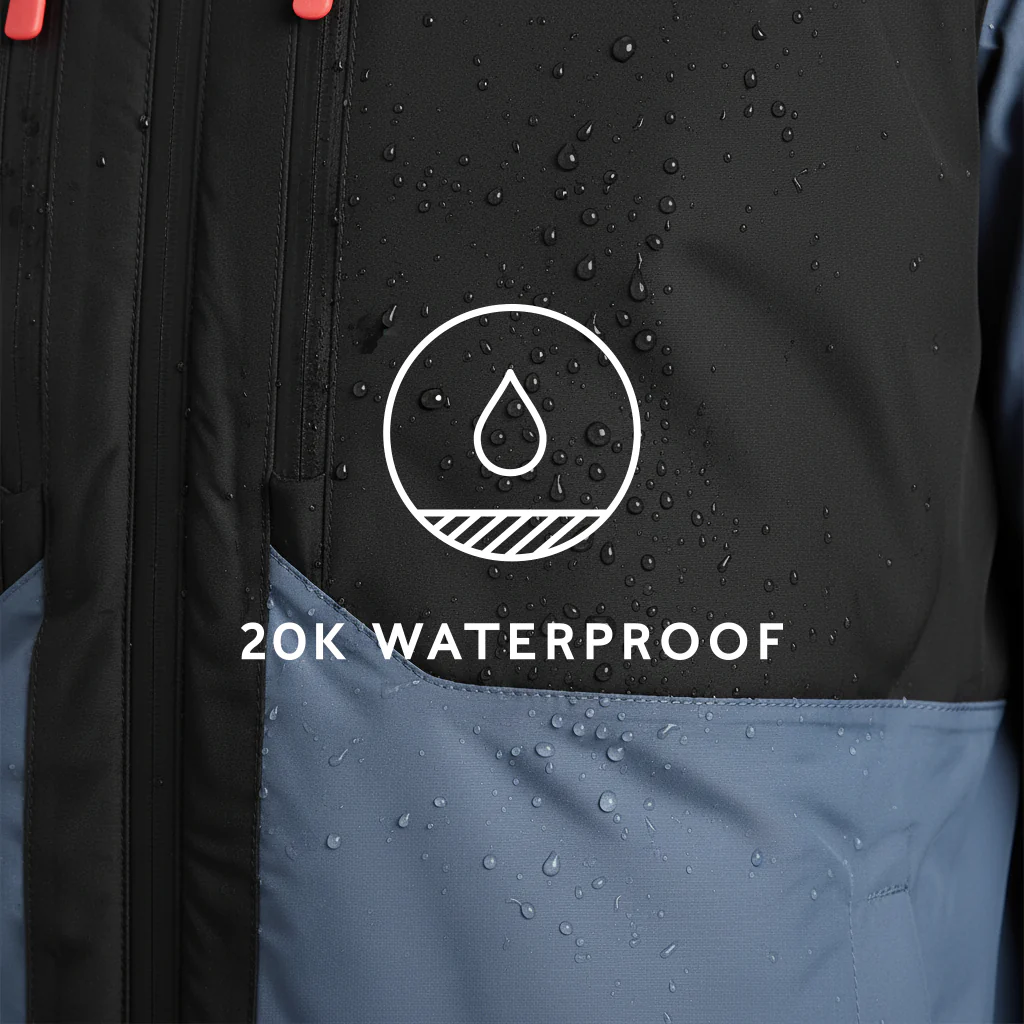 Avoriaz Mens Performance Waterproof Insulated Ski Jacket - Black/Fjord Blue - Image 20
