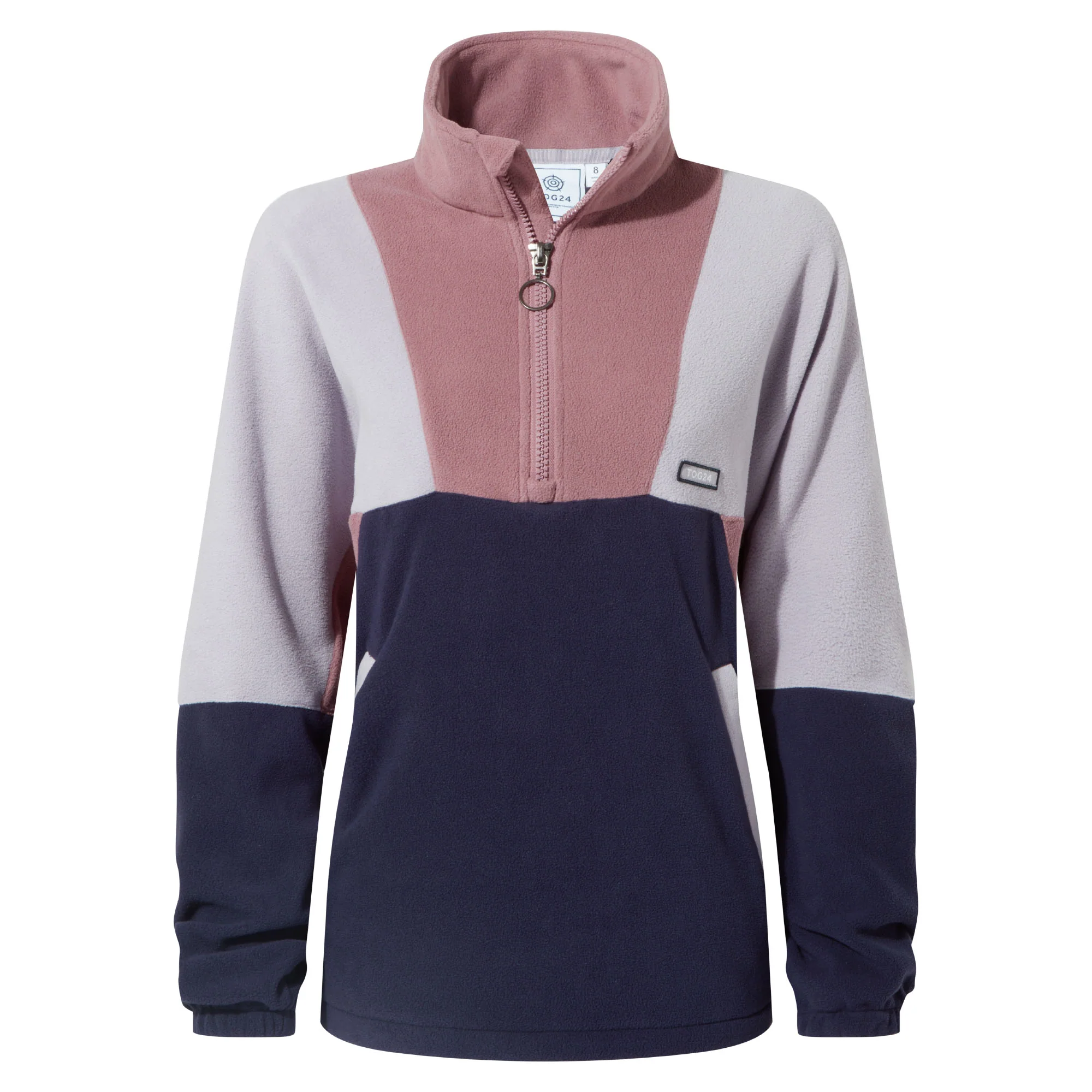 Aztec Womens Oversized Microfleece Zip Neck - Mauve/Oxford Blue - Image 8