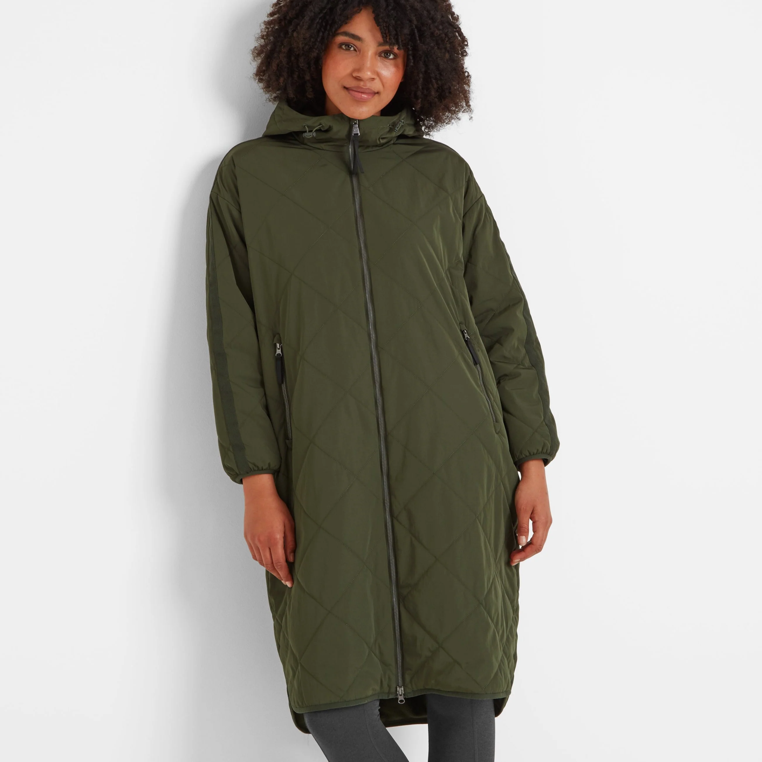 Banton Womens Oversized Shower Resistant Insulated Jacket - Dark Green - Image 2