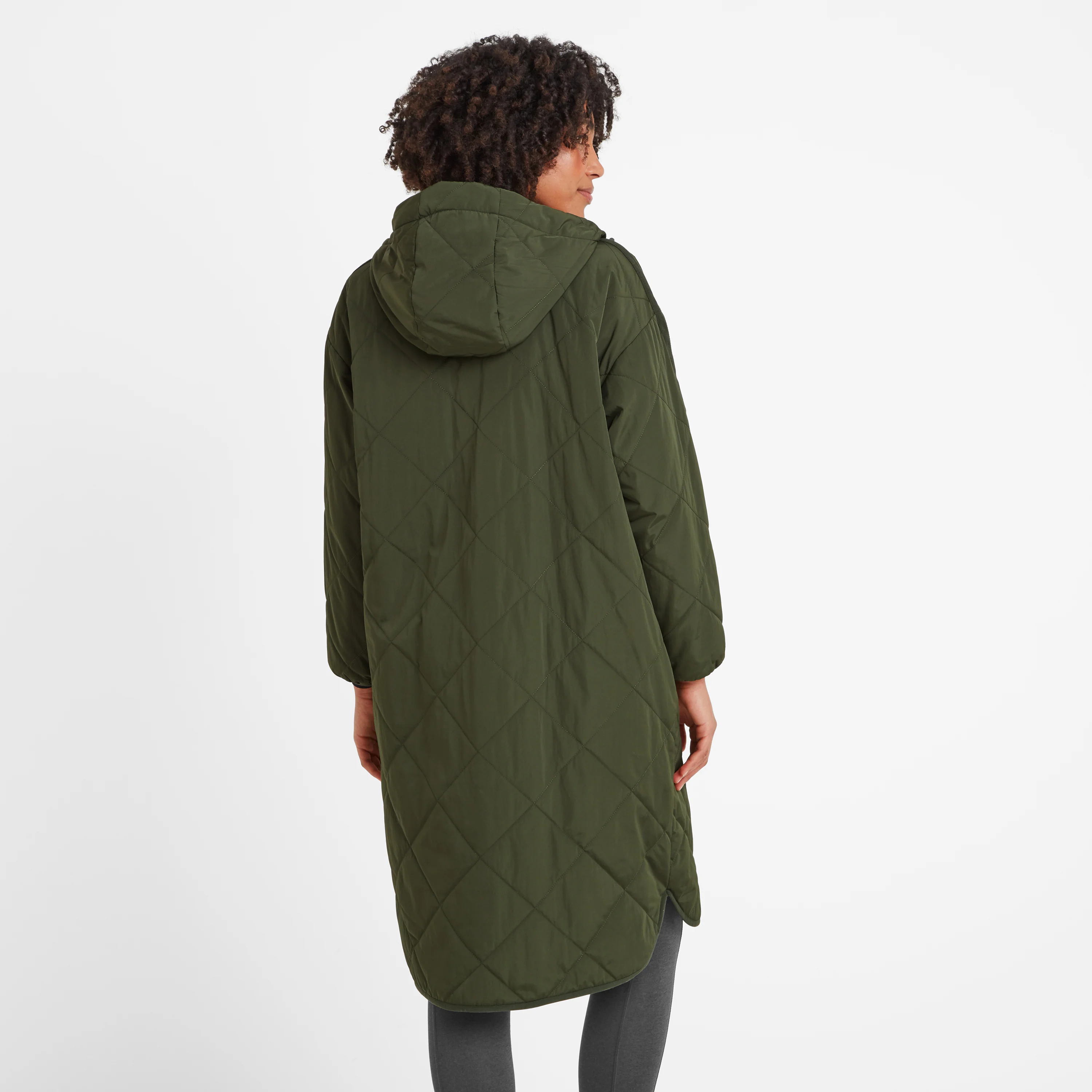 Banton Womens Oversized Shower Resistant Insulated Jacket - Dark Green - Image 3