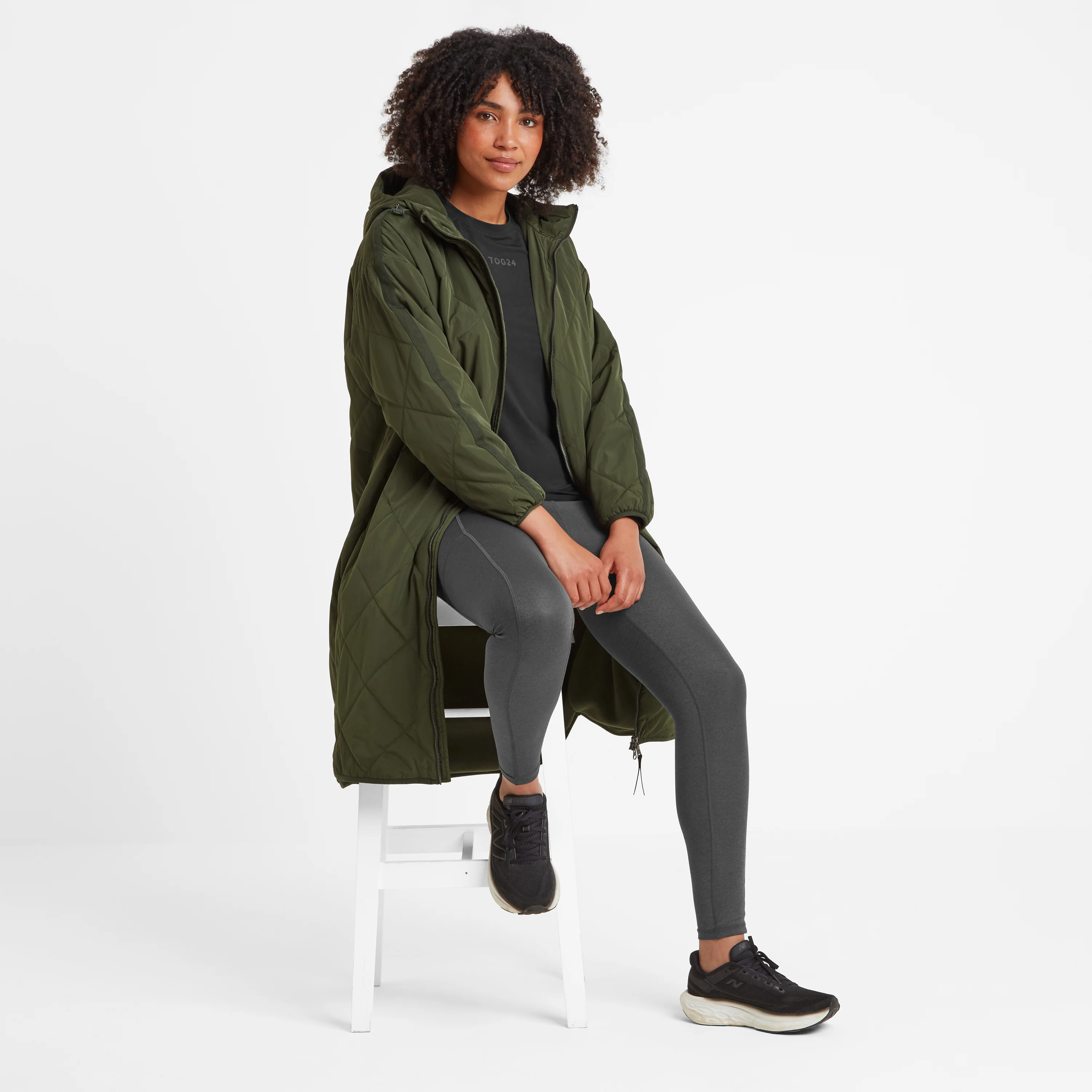 Banton Womens Oversized Shower Resistant Insulated Jacket - Dark Green - Image 4