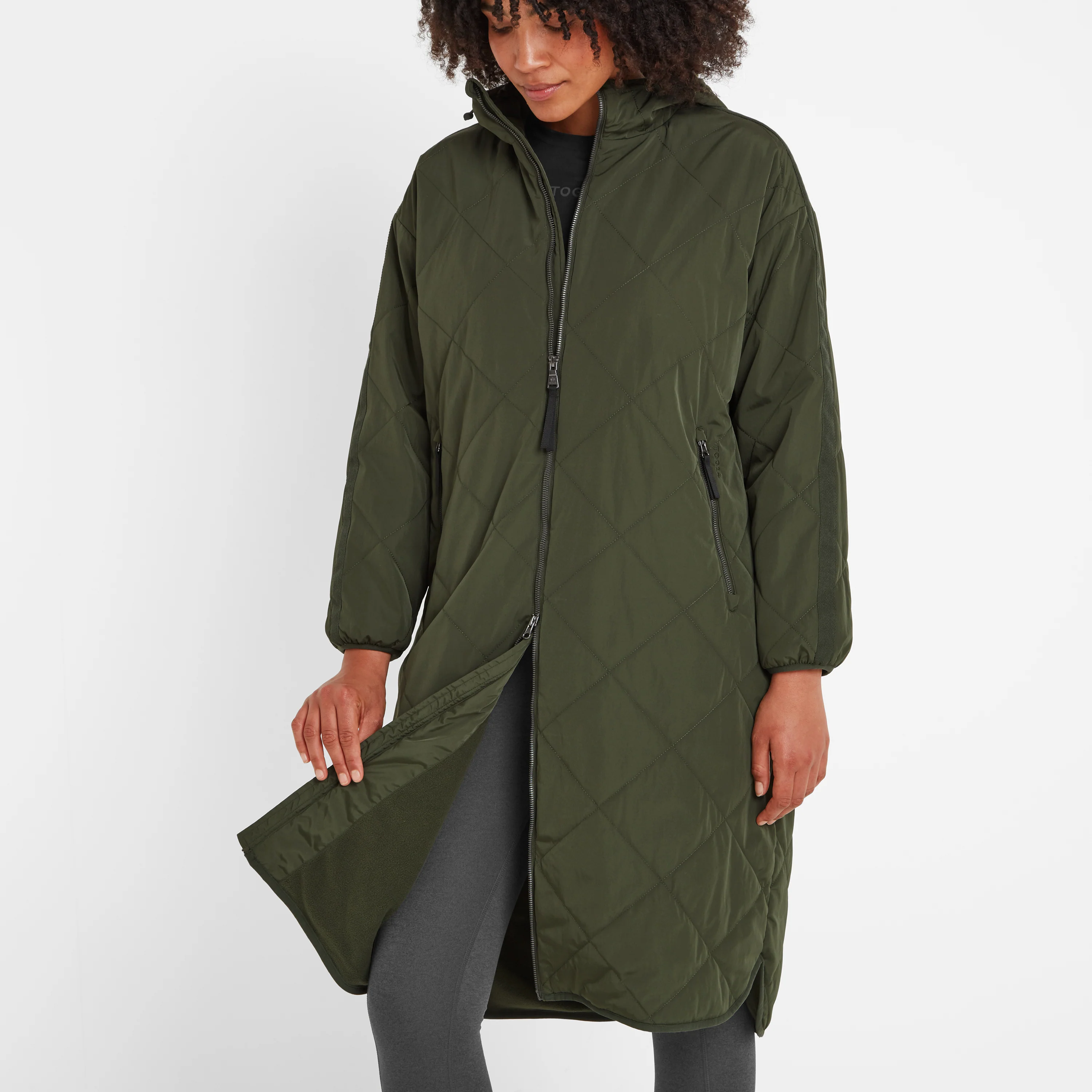 Banton Womens Oversized Shower Resistant Insulated Jacket - Dark Green - Image 6