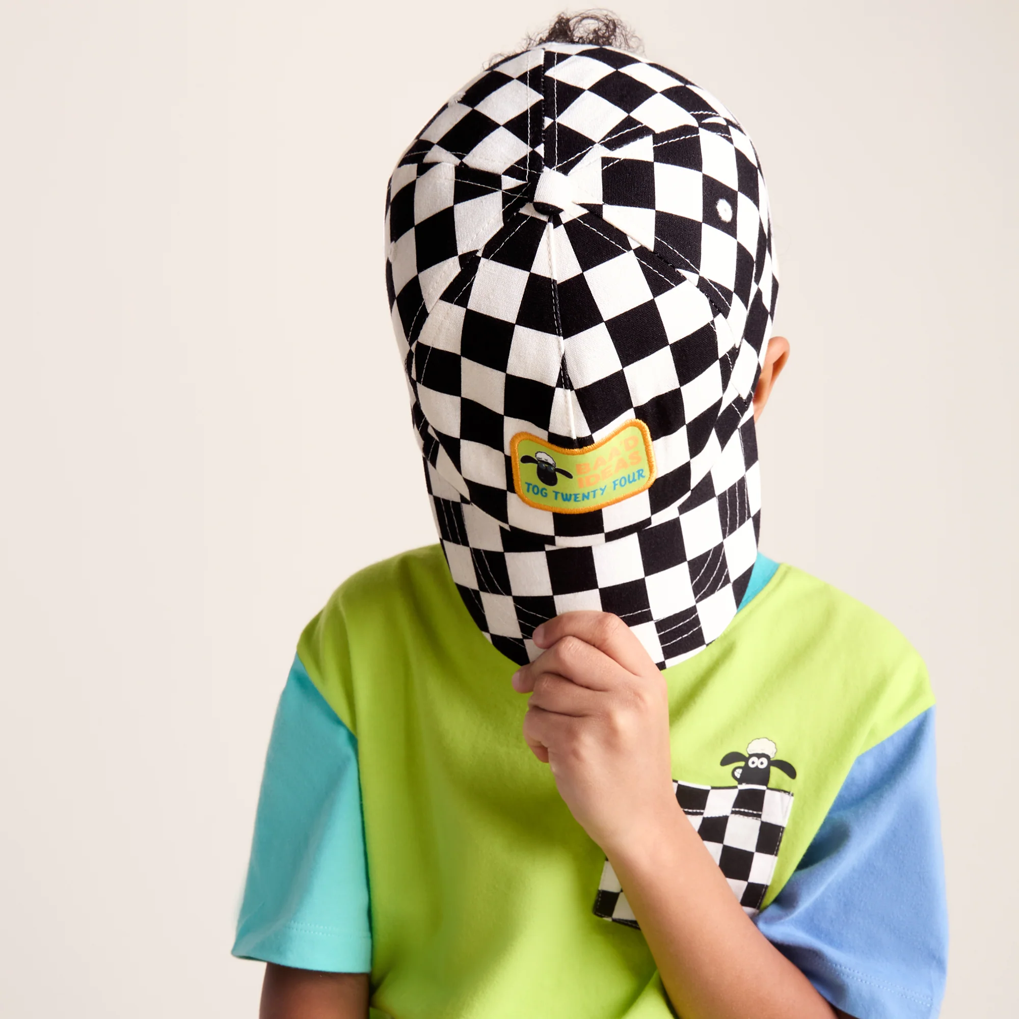 Bardoka Kids Shaun the Sheep Baseball Cap - Black White Checkerboard - Image 2