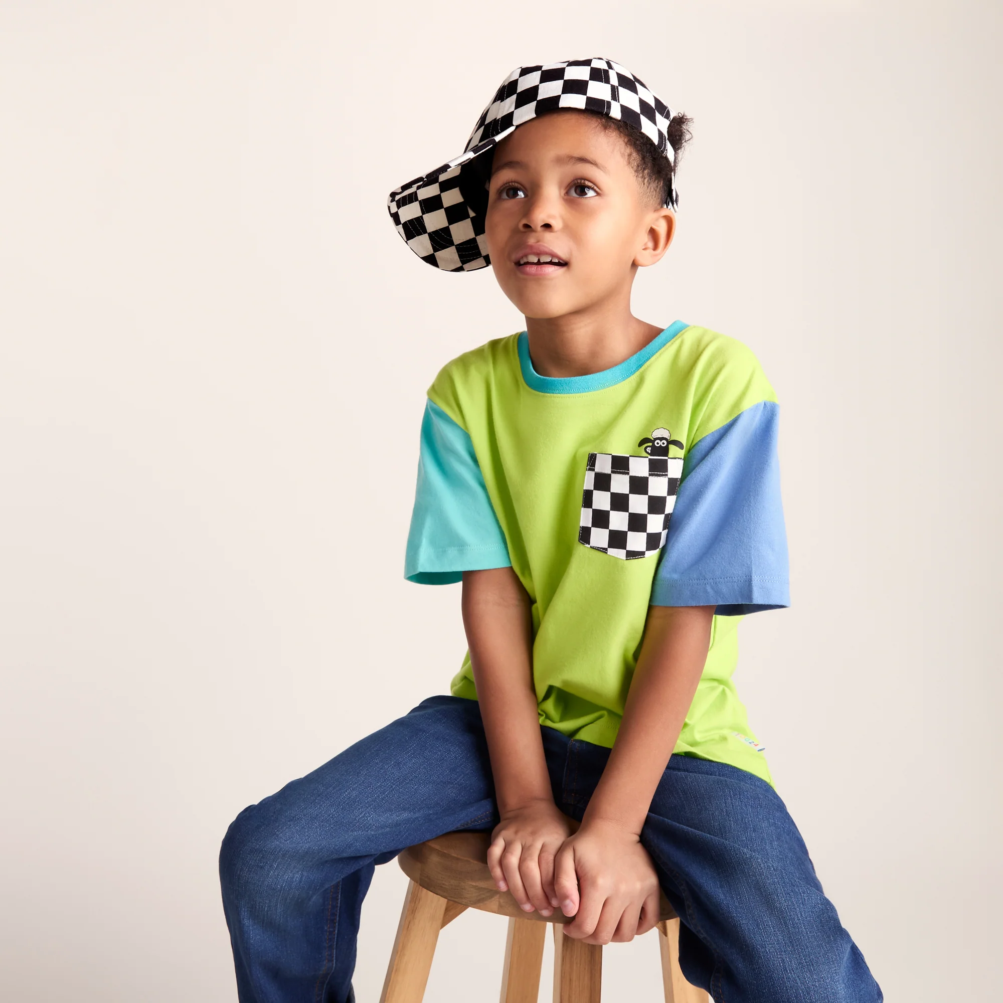 Bardoka Kids Shaun the Sheep Baseball Cap - Black White Checkerboard - Image 3