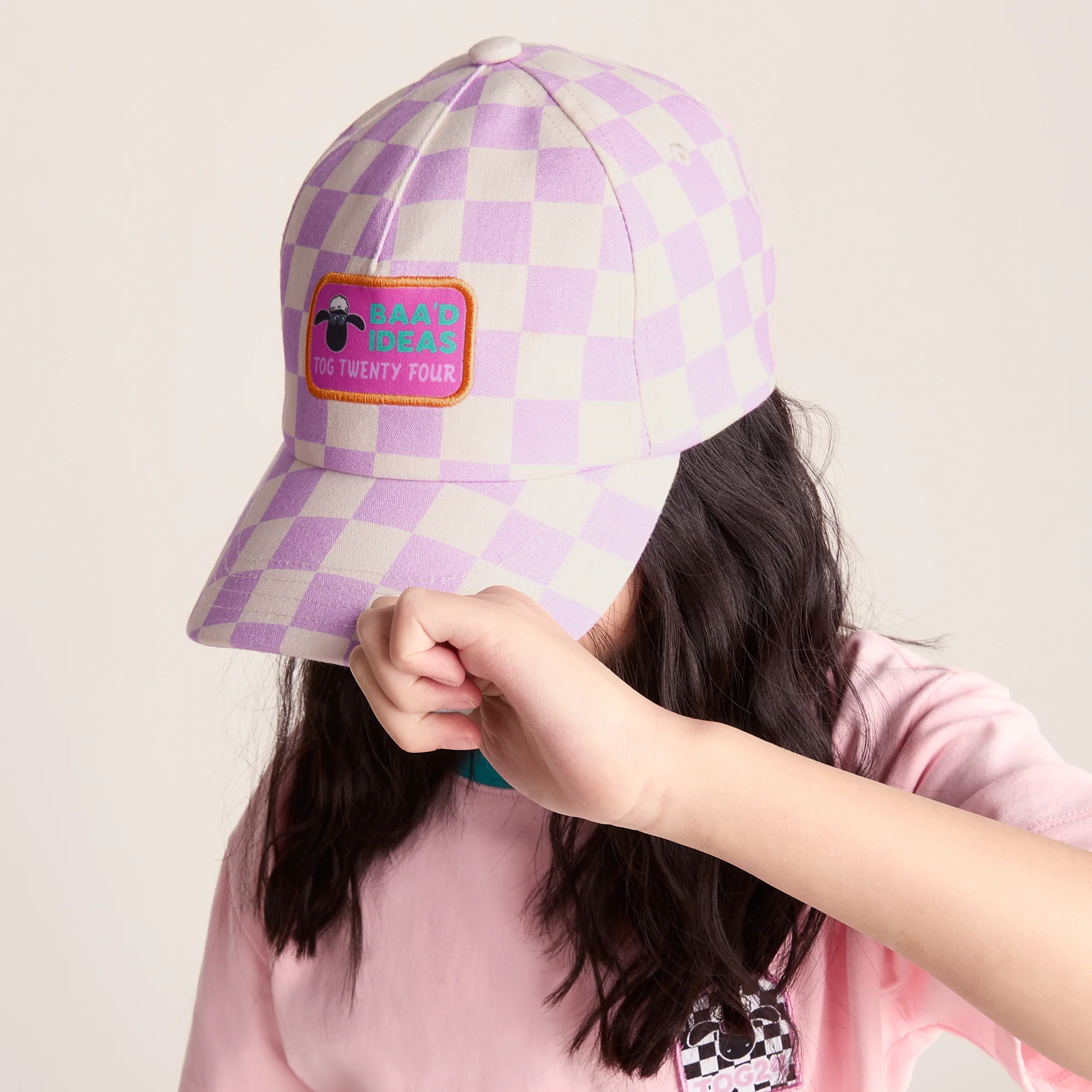 Bardoka Kids Shaun the Sheep Baseball Cap - Lilac Haze/White Checkerboard - Image 5