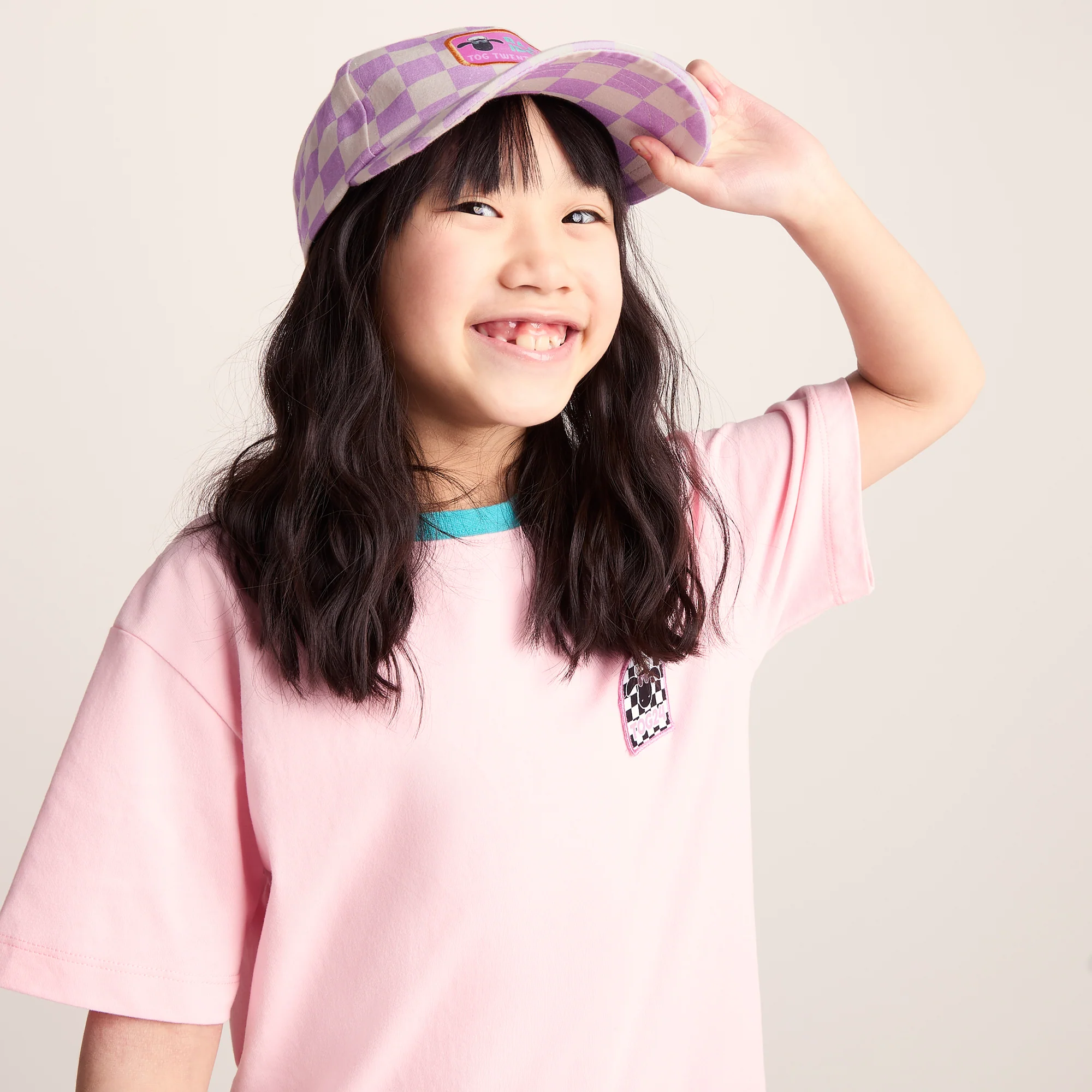 Bardoka Kids Shaun the Sheep Baseball Cap - Lilac Haze/White Checkerboard - Image 7