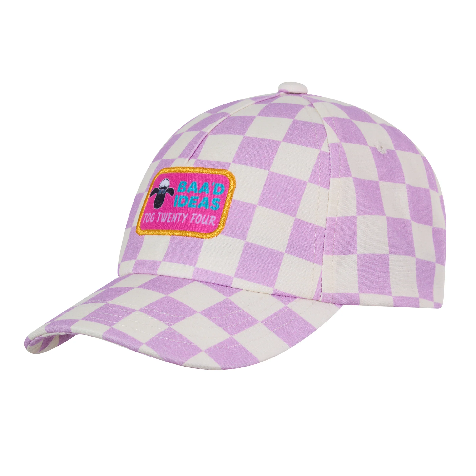 Bardoka Kids Shaun the Sheep Baseball Cap - Lilac Haze/White Checkerboard - Image 9
