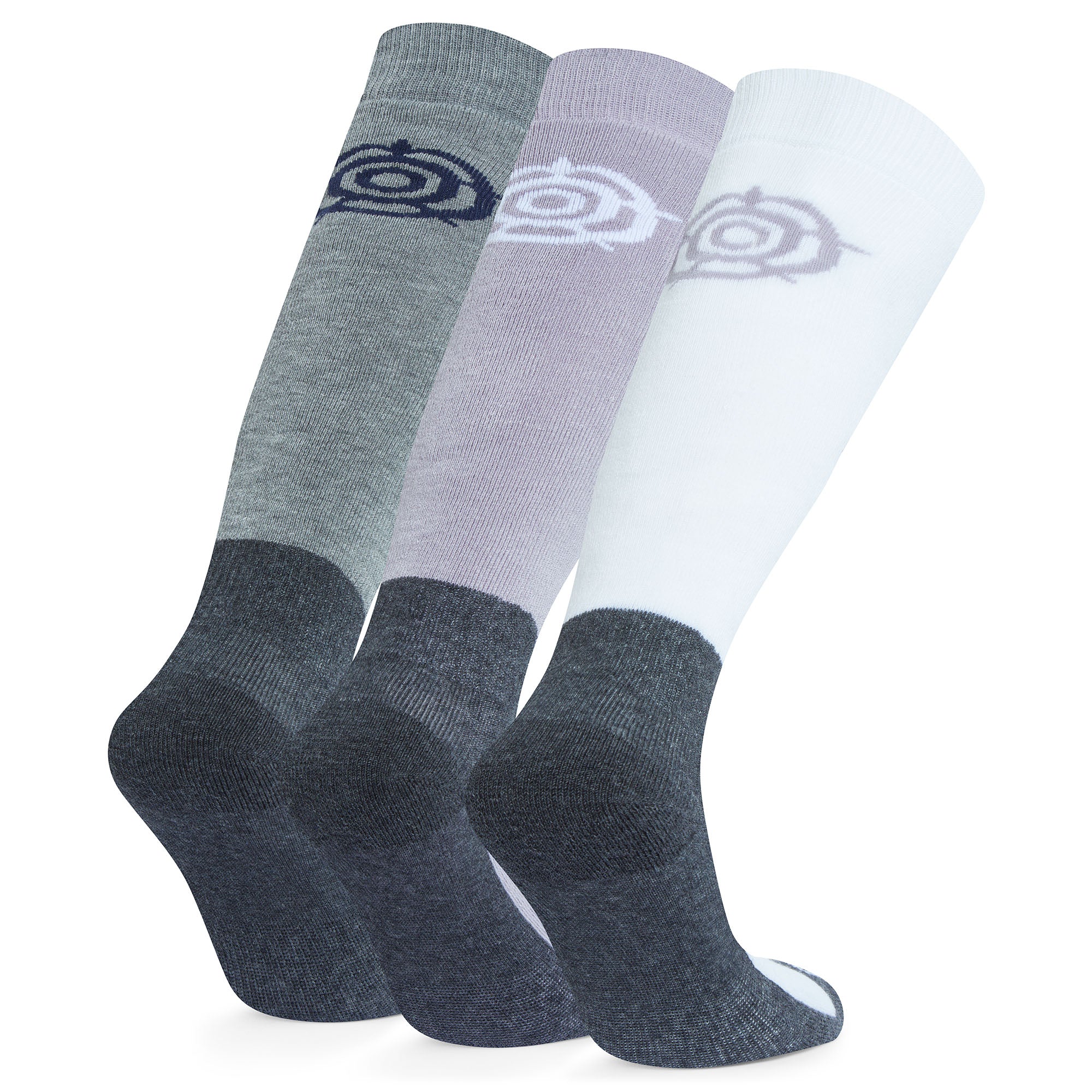 Bergenz 3 Pack Womens Ski Socks - Lavender Grey/Lt Grey Marl/Optic White - Image 2