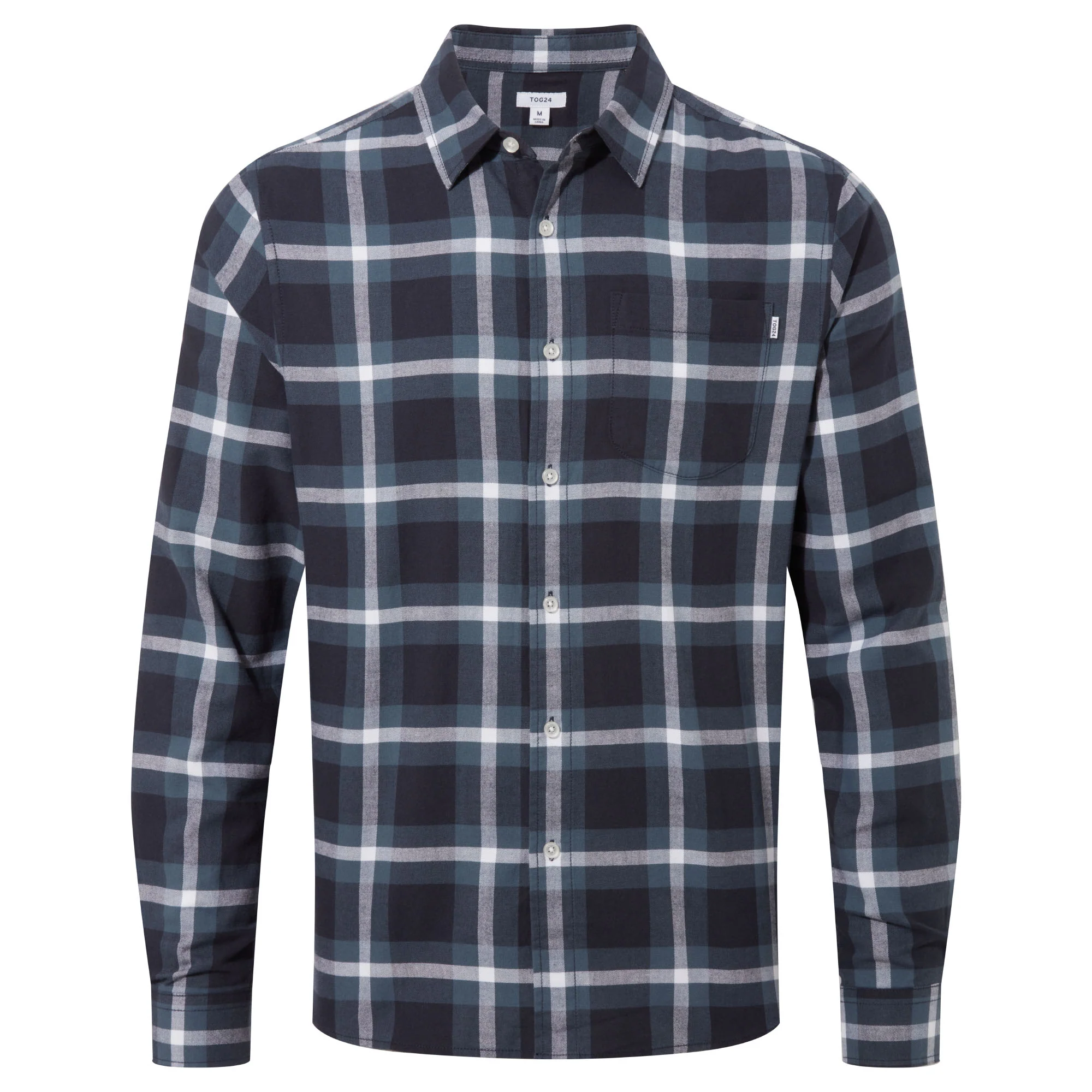 Bertram Mens Long Sleeve Cotton Flannel Shirt - Arctic Blue Check - Image 7