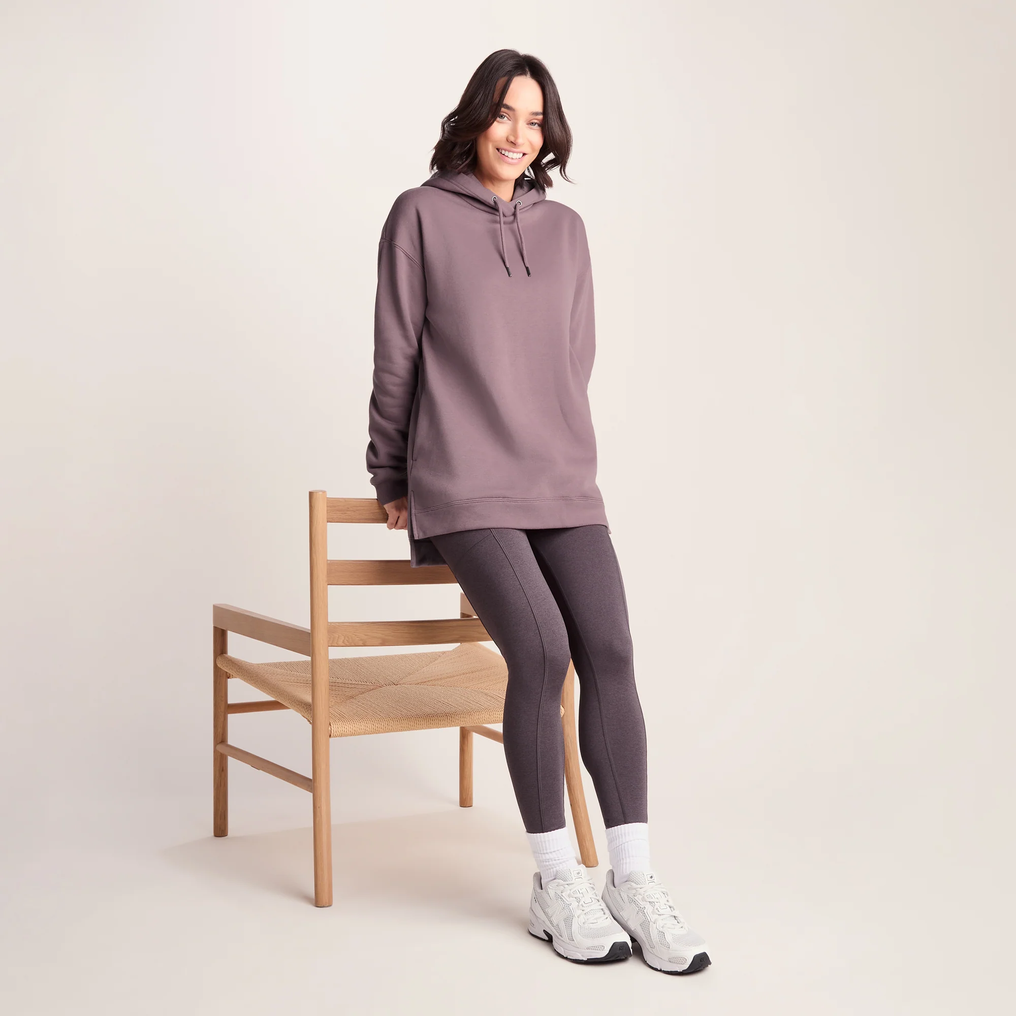 Betty Womens Longline Supersoft Hoody - Mauve - Image 3