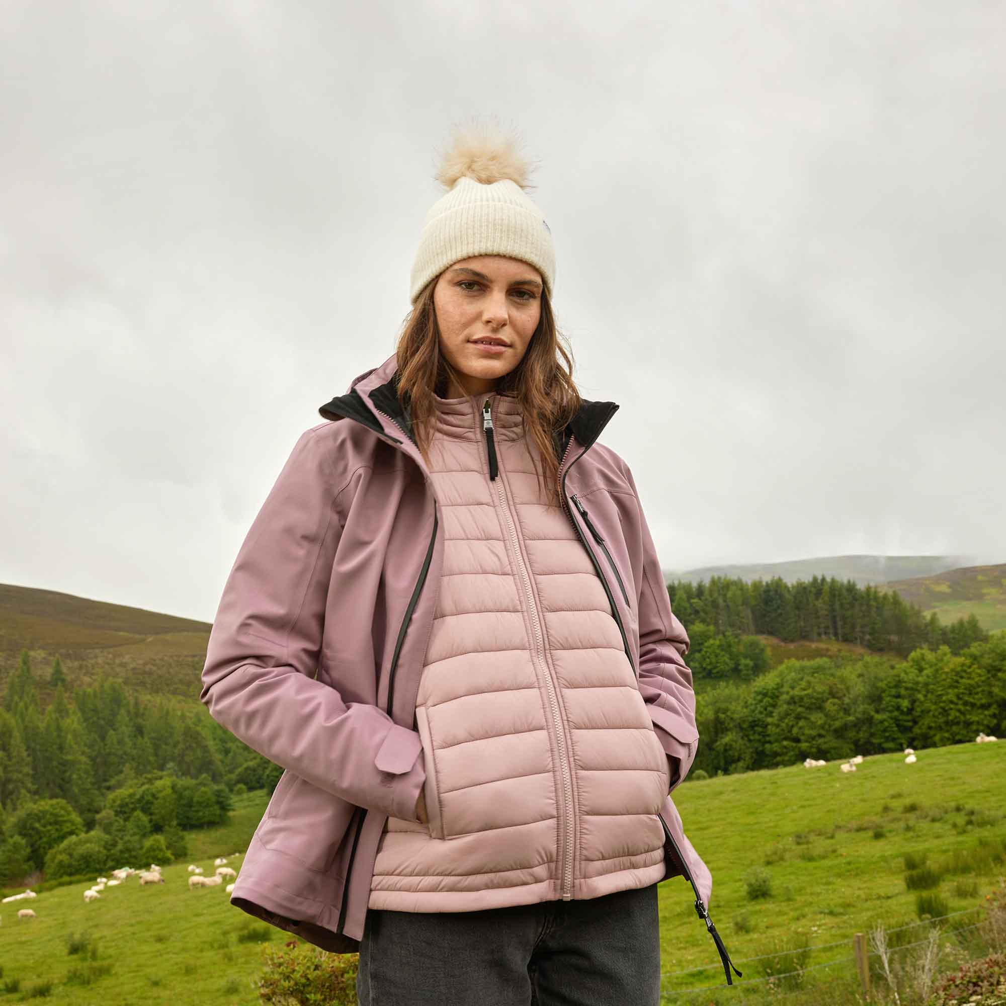 Beverley Womens 3-in-1 Waterproof Jacket - Mauve - Image 2