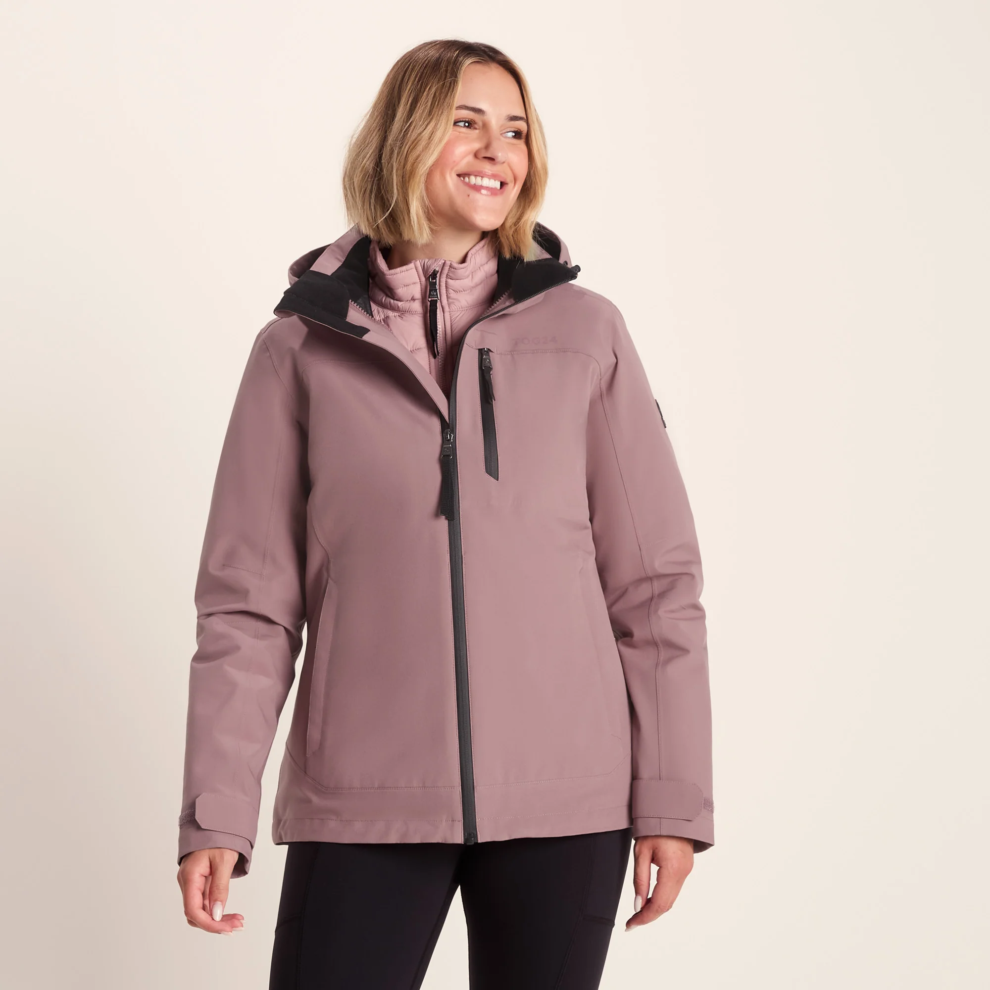 Beverley Womens 3-in-1 Waterproof Jacket - Mauve - Image 3