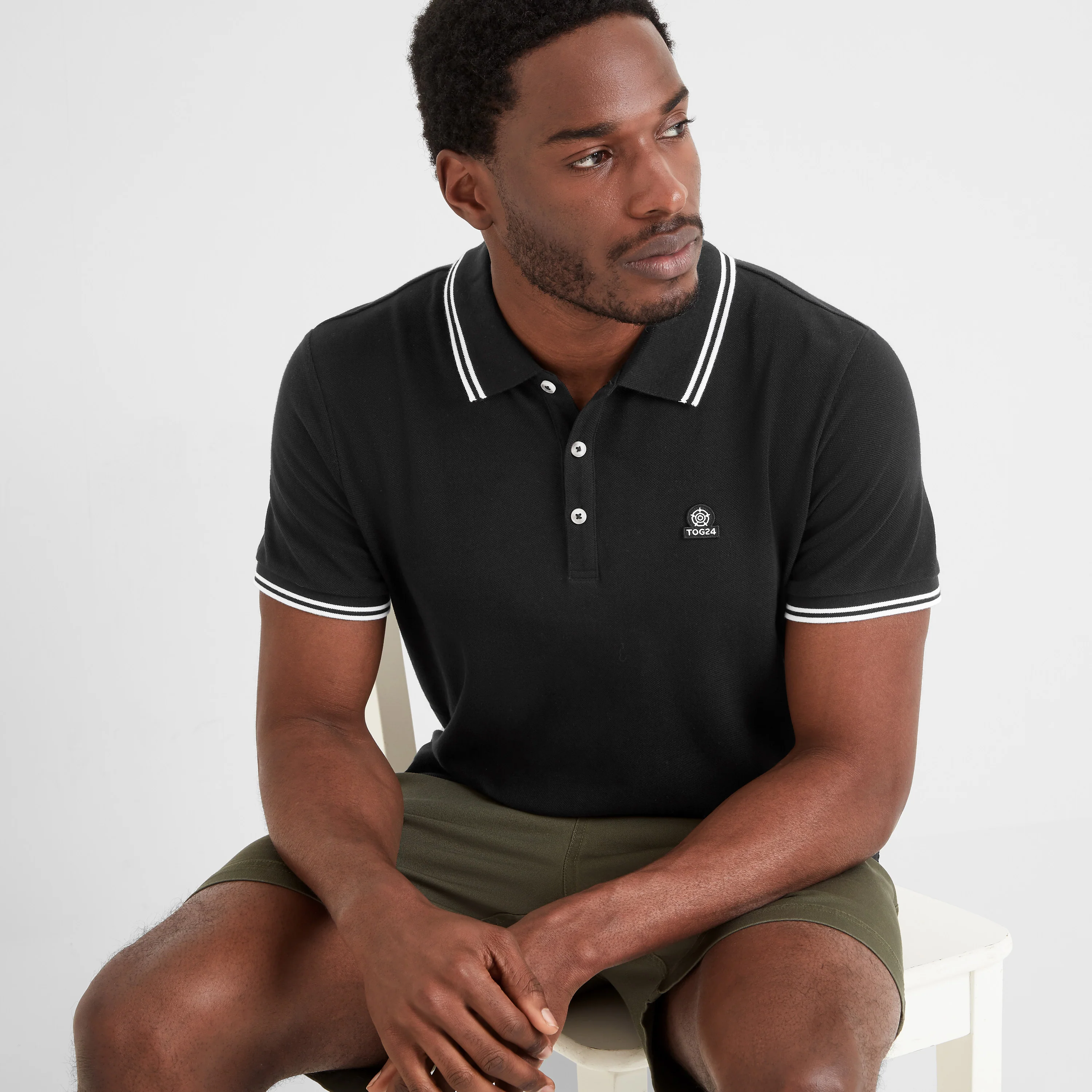 Biston Mens 100% Cotton Pique Polo Shirt - Black - Image 5