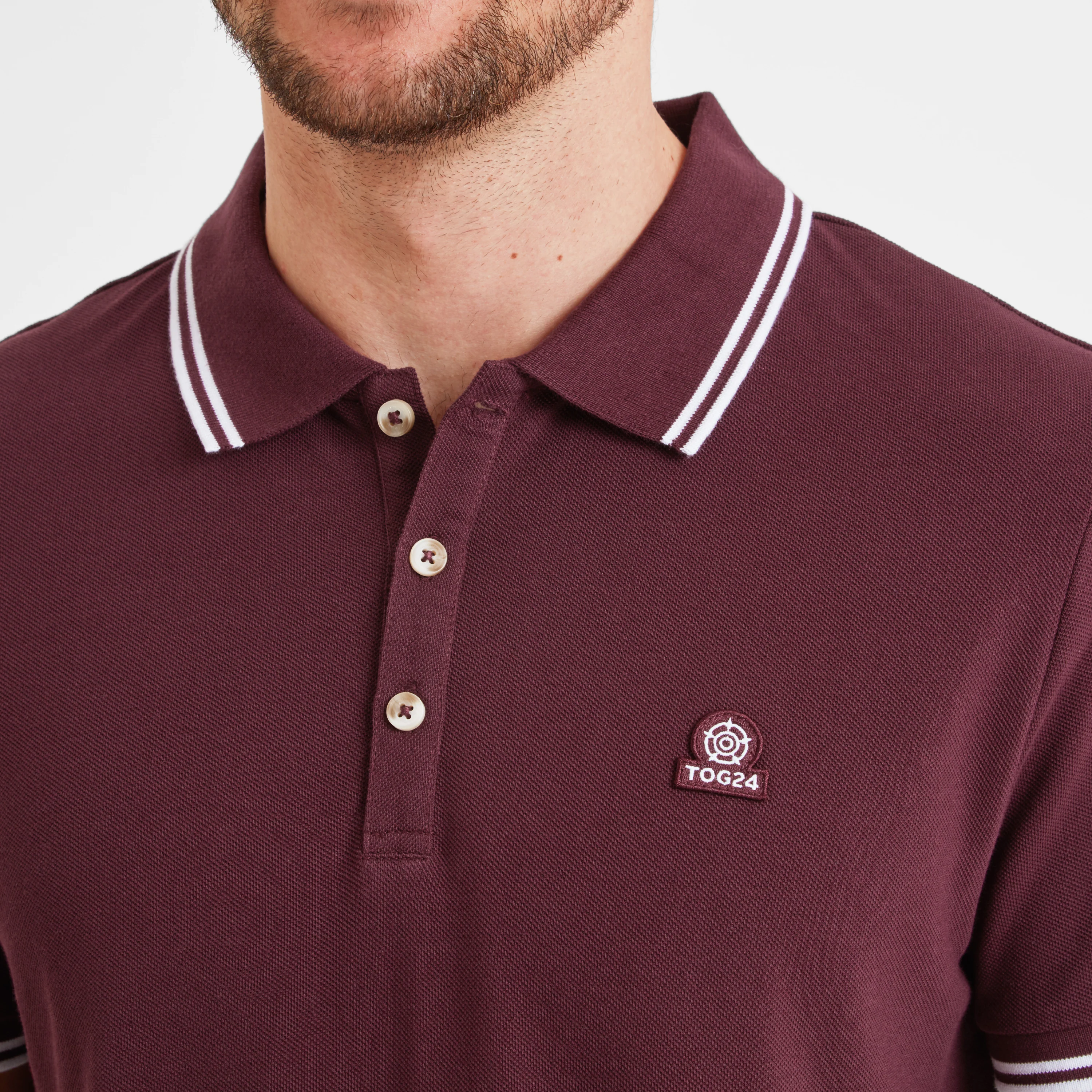 Biston Mens 100% Cotton Pique Polo Shirt - Deep Port - Image 5