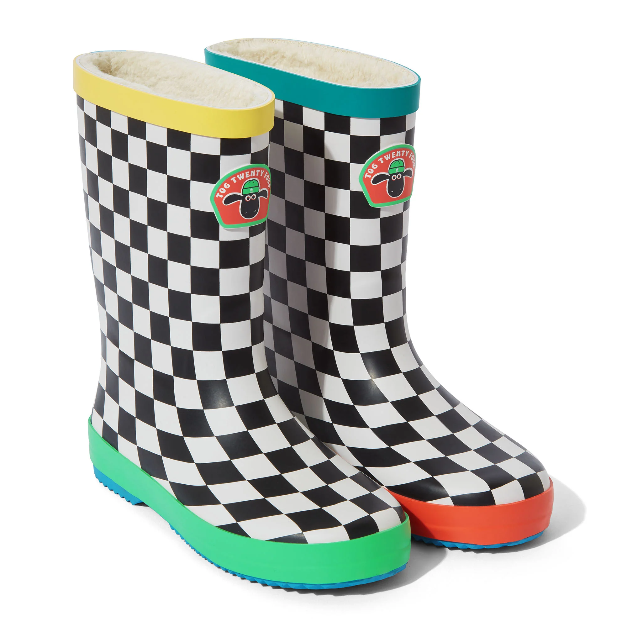 Border Kids Shaun the Sheep Wellies - Black White Checkerboard - Image 6