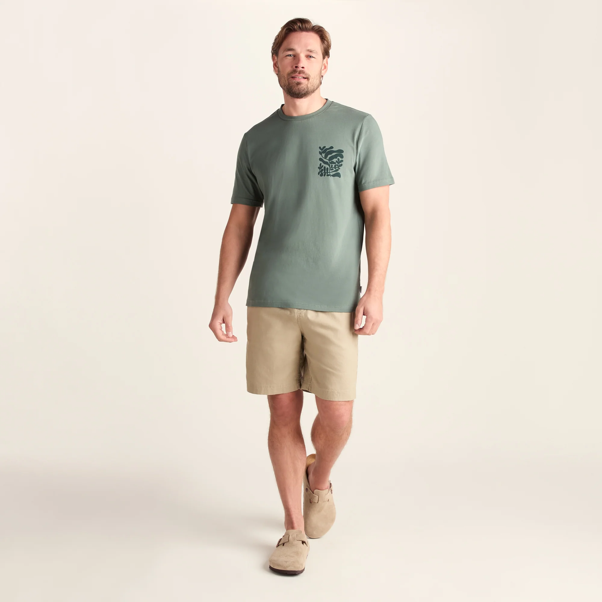 Botanical Mens Relaxed Fit Supersoft T-shirt - Light Forest - Image 2