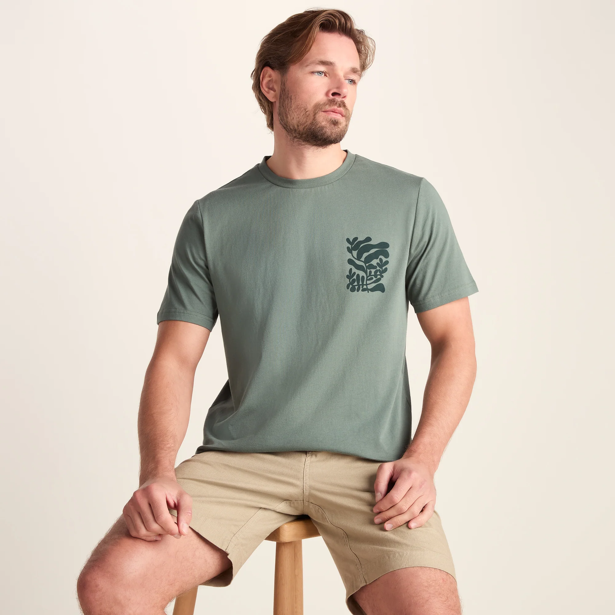 Botanical Mens Relaxed Fit Supersoft T-shirt - Light Forest - Image 4