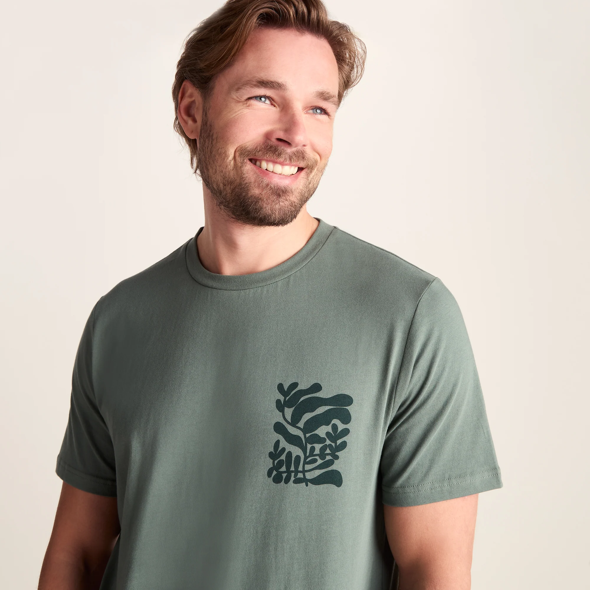 Botanical Mens Relaxed Fit Supersoft T-shirt - Light Forest - Image 5