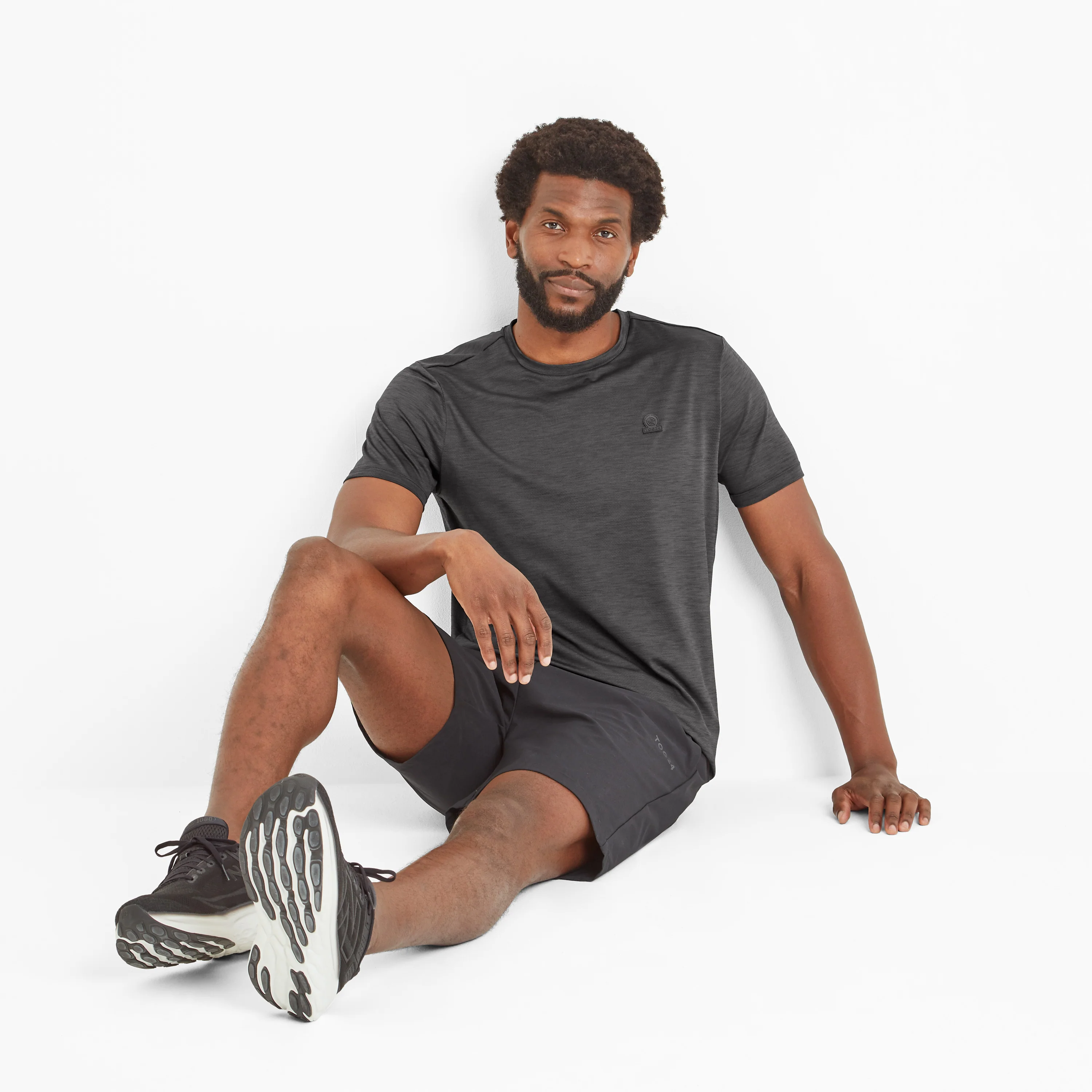 Boyton Mens Tech Short Sleeve Top - Black Marl - Image 4