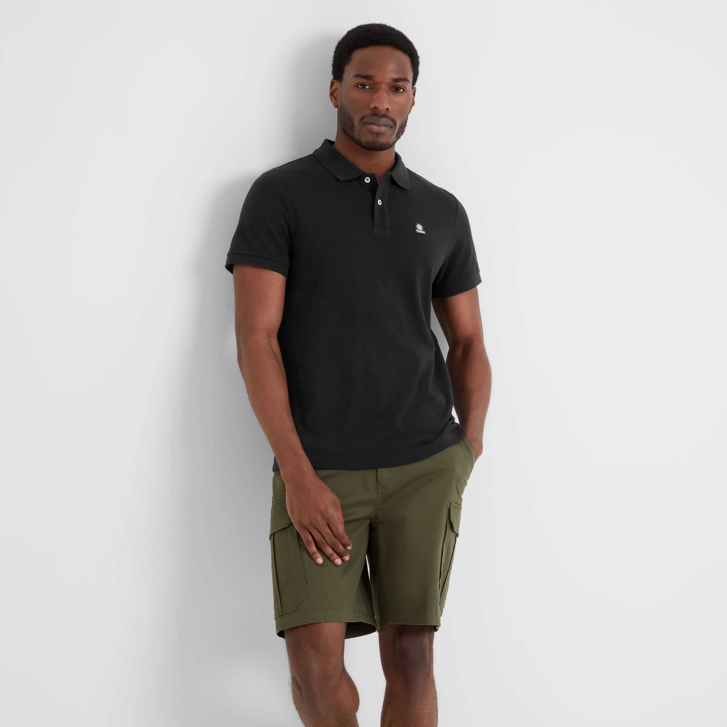 Braunton Mens 100% Cotton Pique Polo Shirt - Black - Image 2