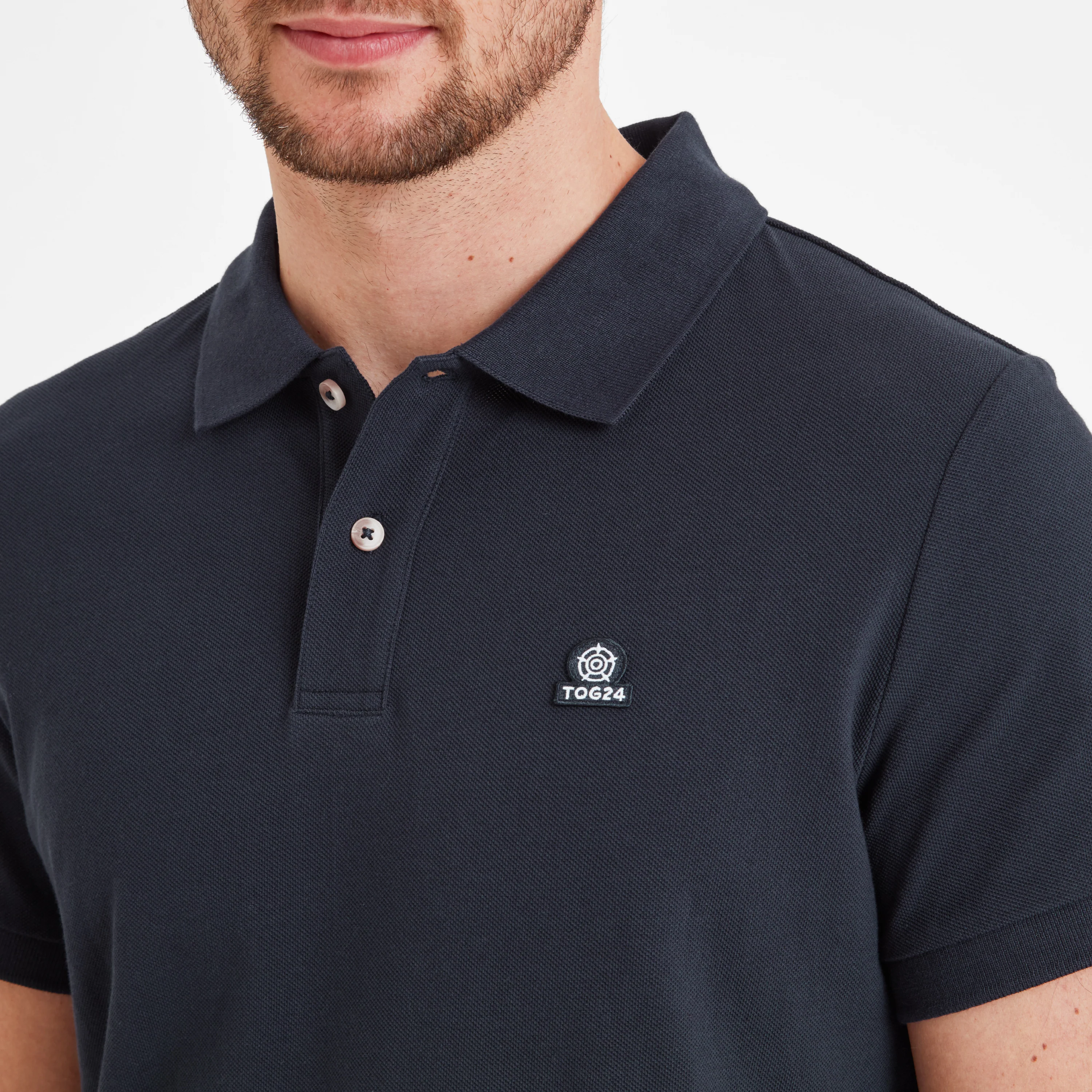 Braunton Mens 100% Cotton Pique Polo Shirt - Dark Indigo - Image 4