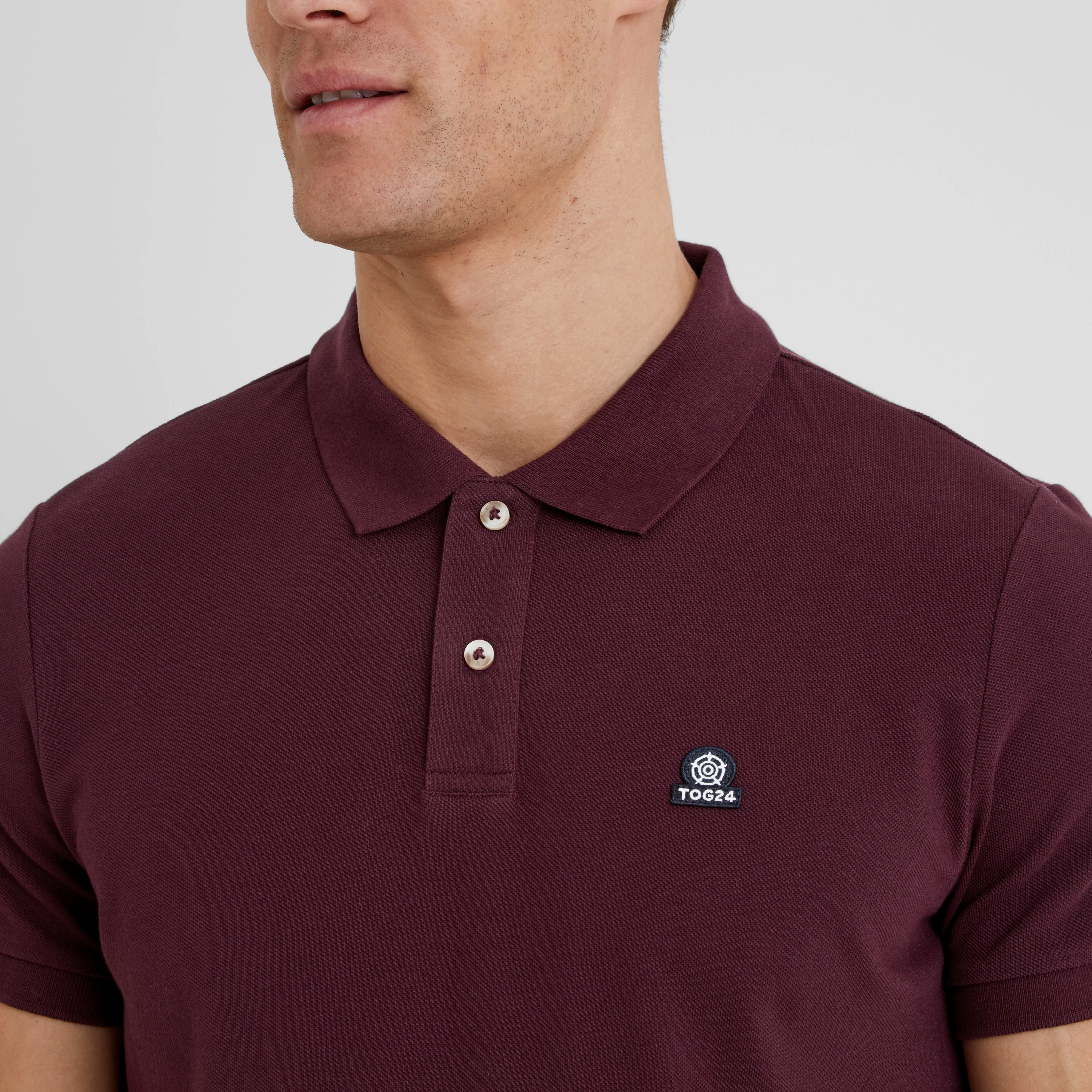 Braunton Mens 100% Cotton Pique Polo Shirt - Deep Port - Image 5