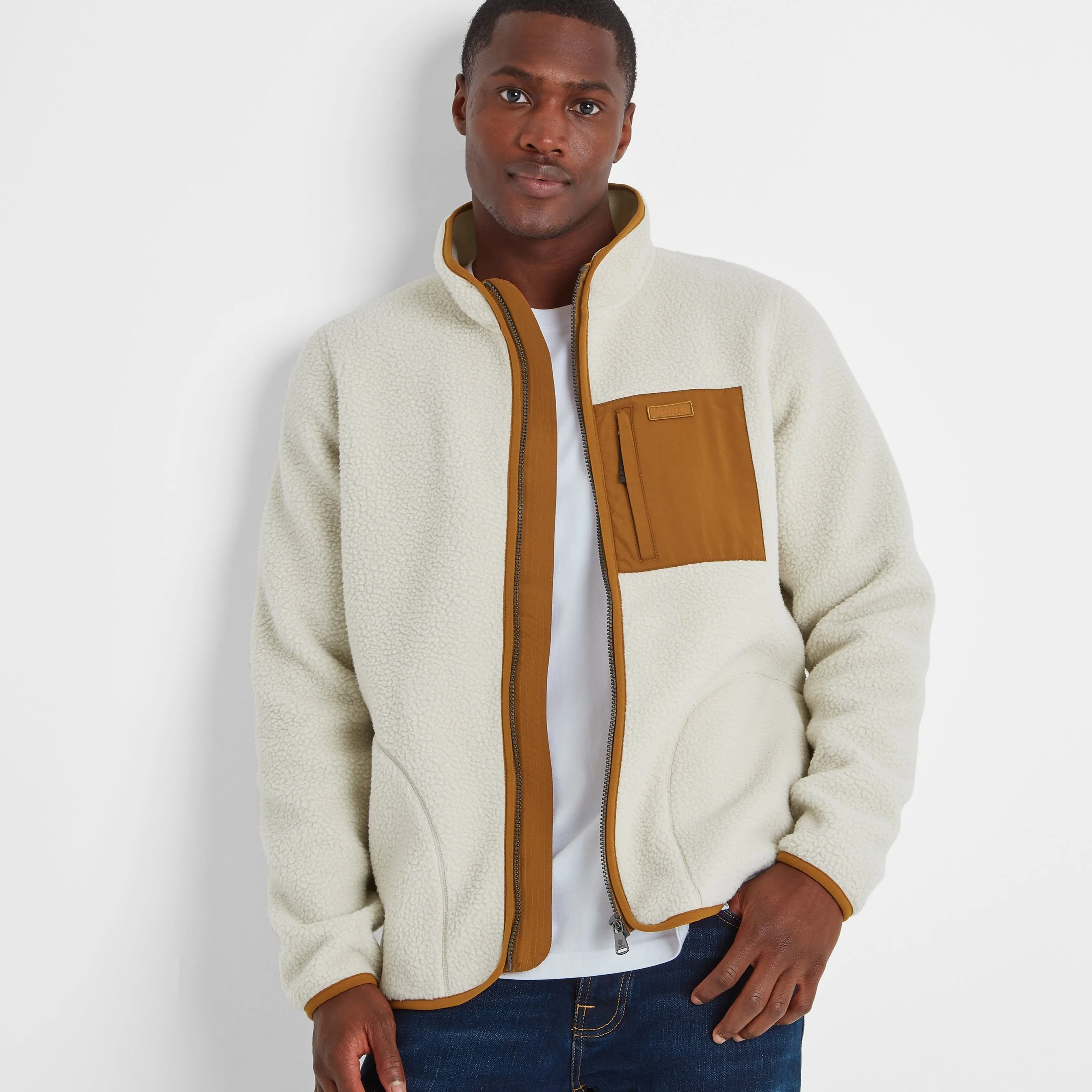 Cameron Mens Sherpa Fleece - White Sand - Image 6