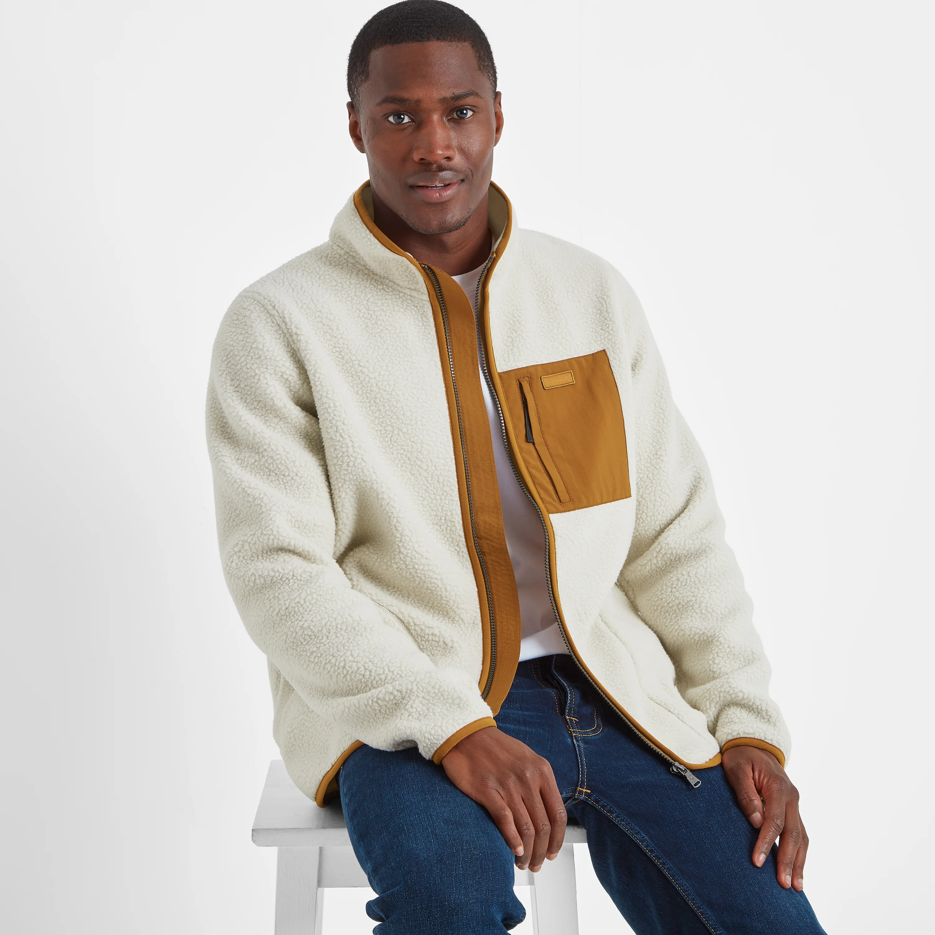 Cameron Mens Sherpa Fleece - White Sand - Image 9